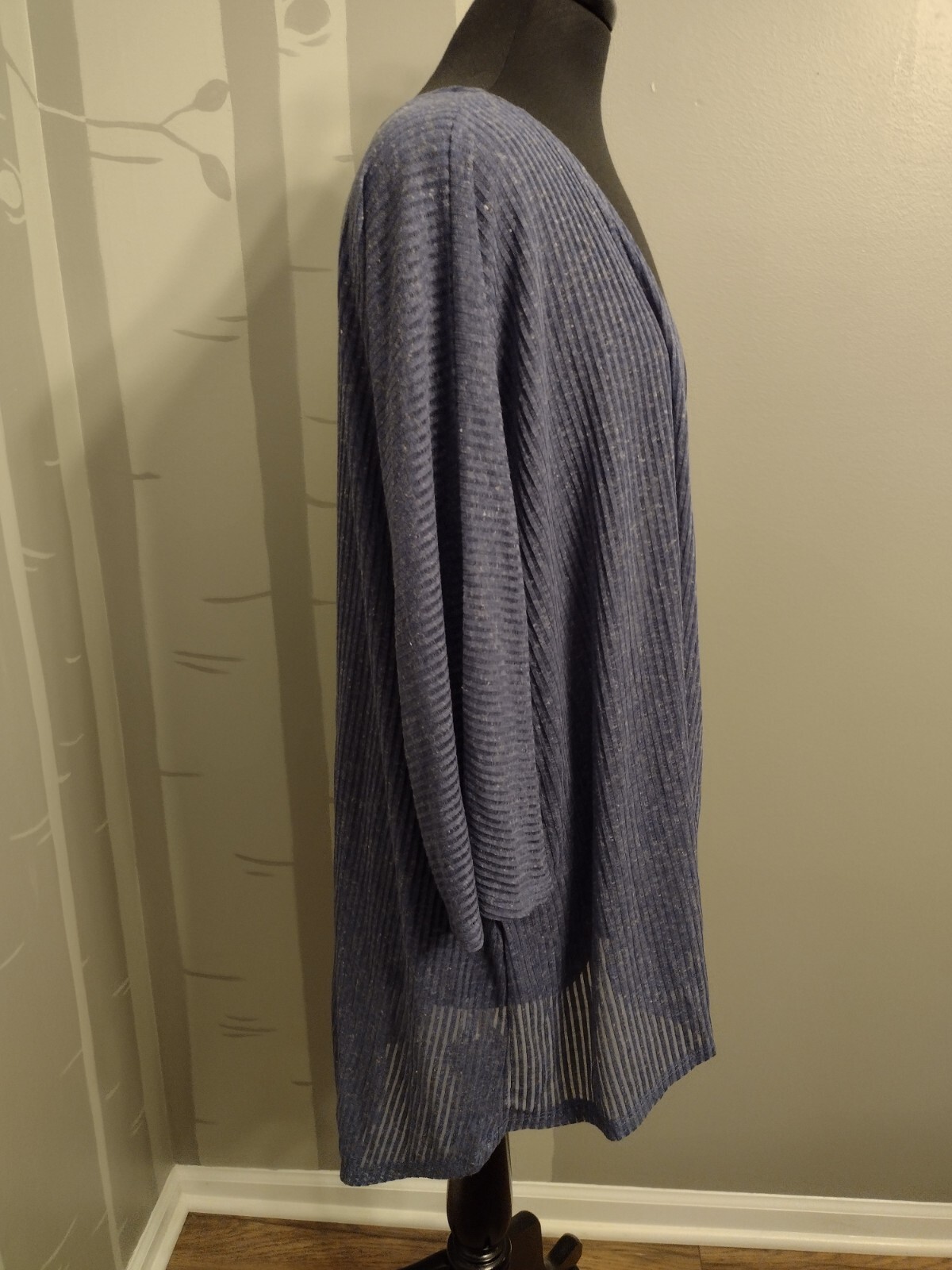 NEW LuLaRoe Cardigan L Raglan Sleeves 3/4 Semi-sheer Textured Stripe With Tags