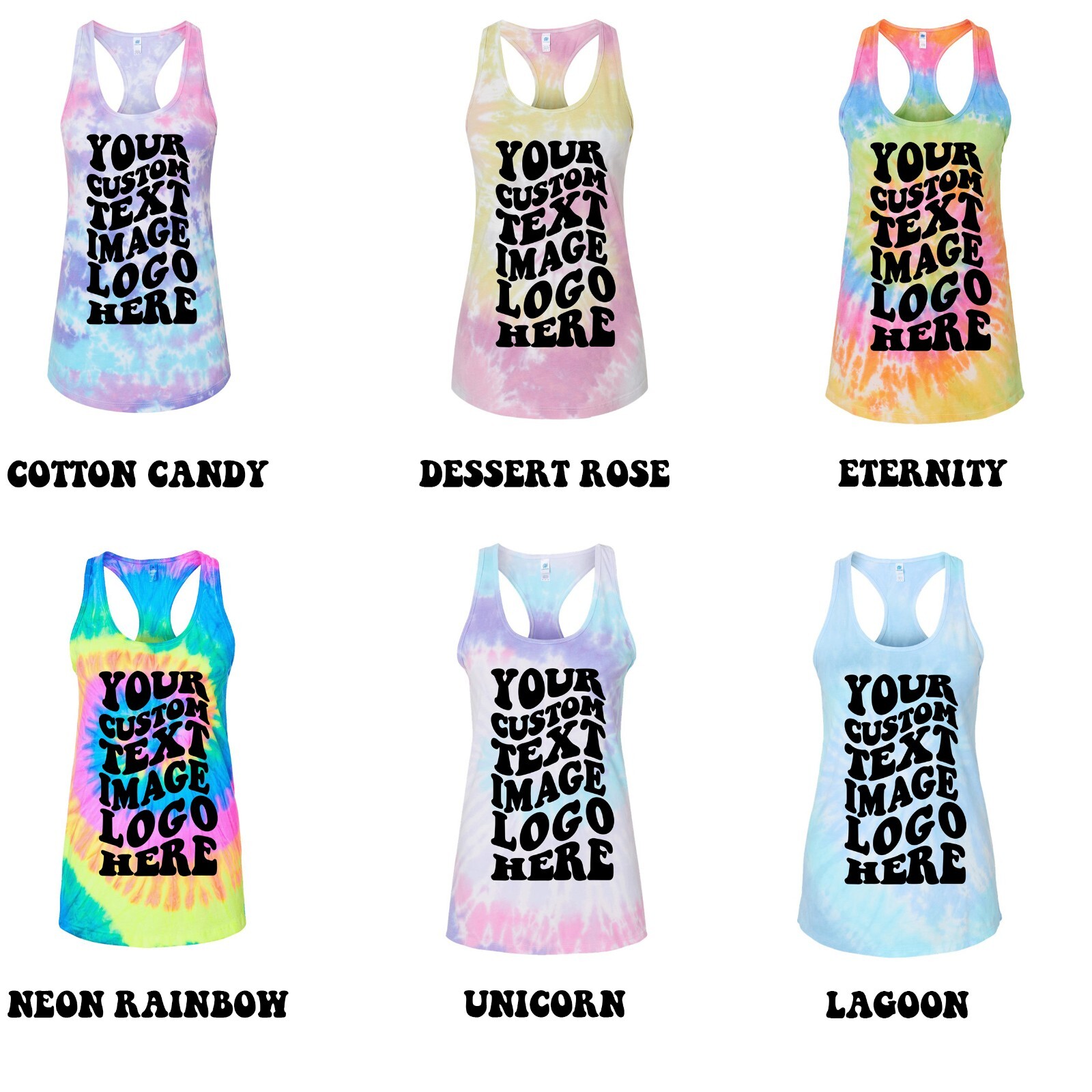 Ink Stitch Design Your Own Custom Printing Logo Image Women Tie Dye Tank Tops