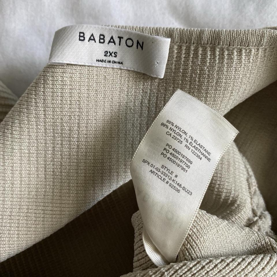 Aritzia Babaton Sculpt Knit Squareneck Crop Top Matte Pearl Cream size XXS