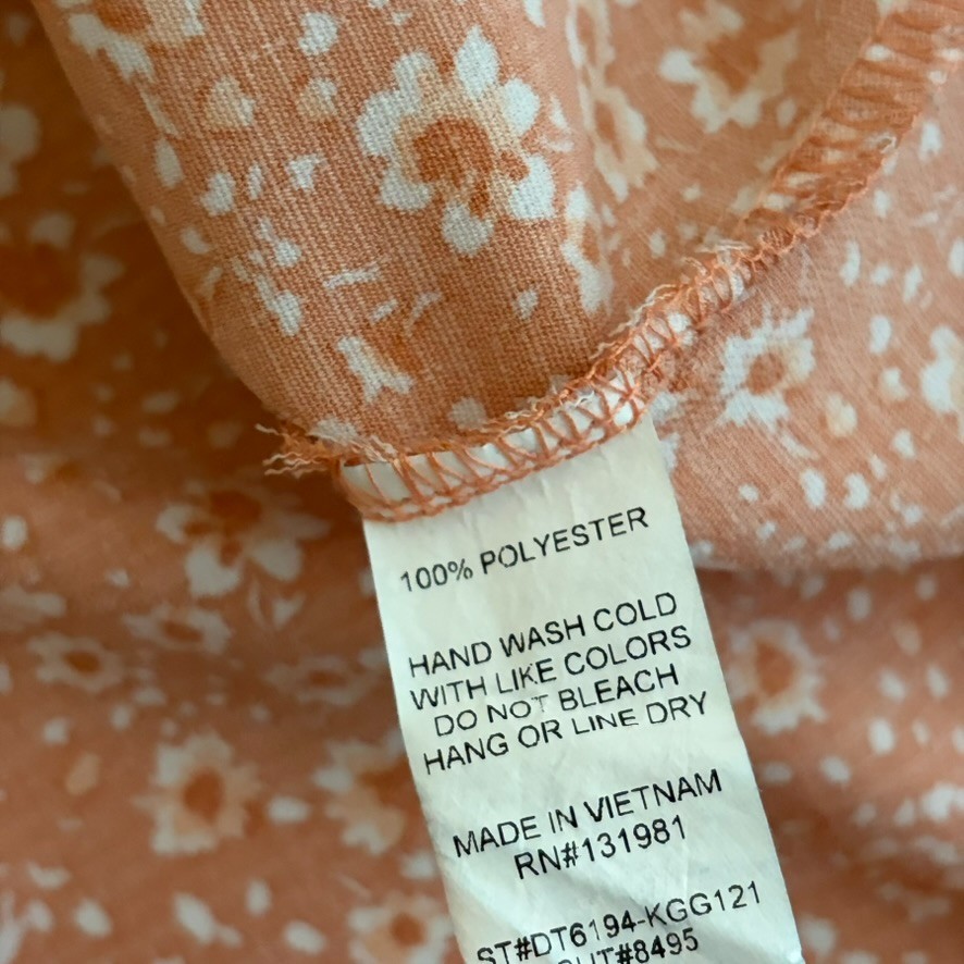 Blue Sol Blouse Women’s Medium Orange Floral Short Sleeve V-Neck Artsy Shirt Top
