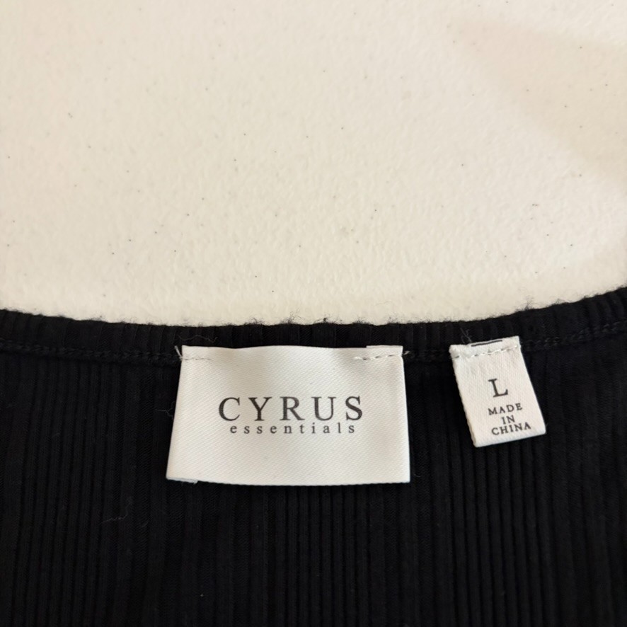 Cyrus Tank Top Women’s Large Black Round Neck Sleeveless Ribbed Knit Shirt