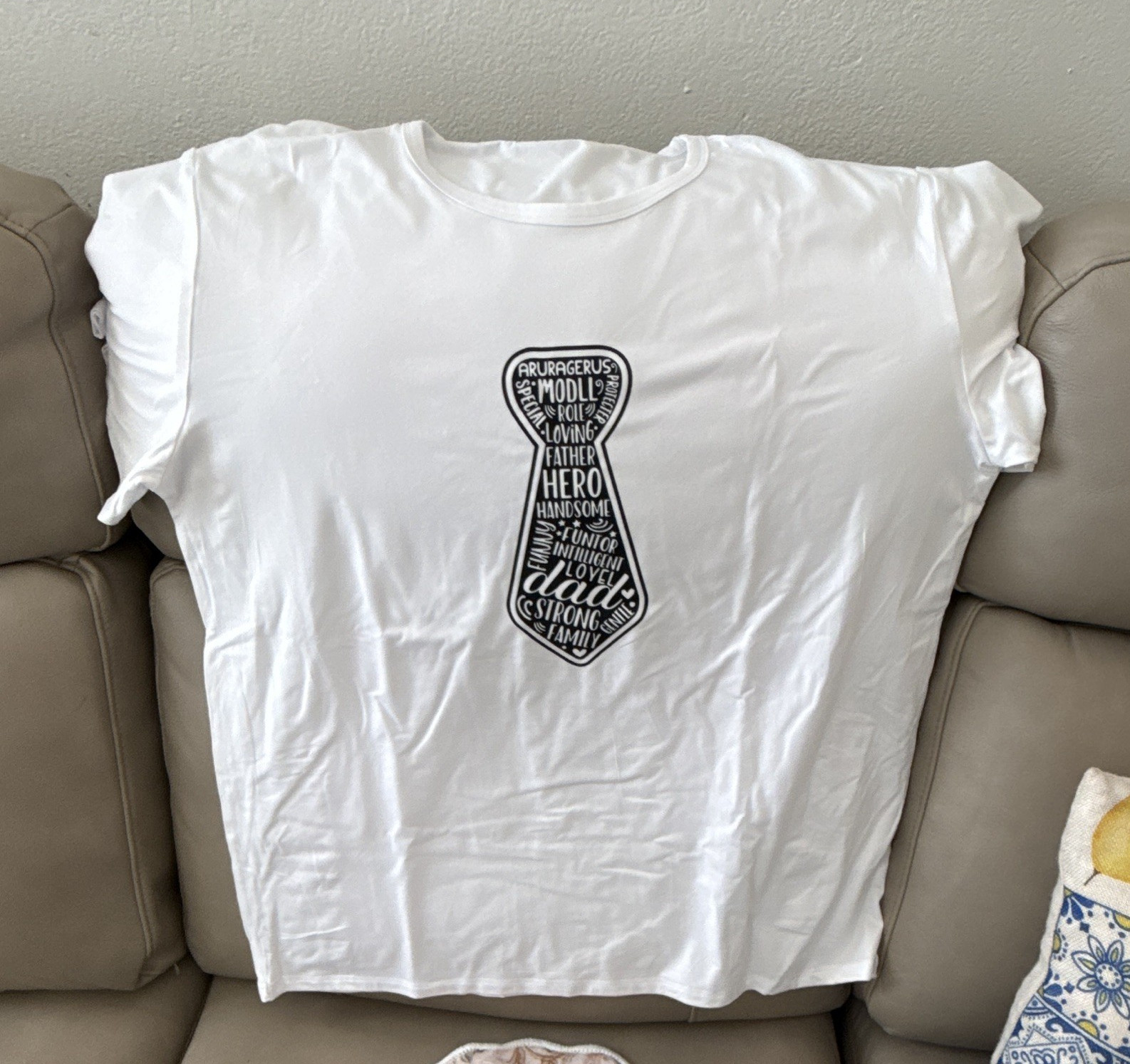 Women’s White Dad Graphic Jersey T-Shirt Crew Neck Short Sleeve Stretch XL