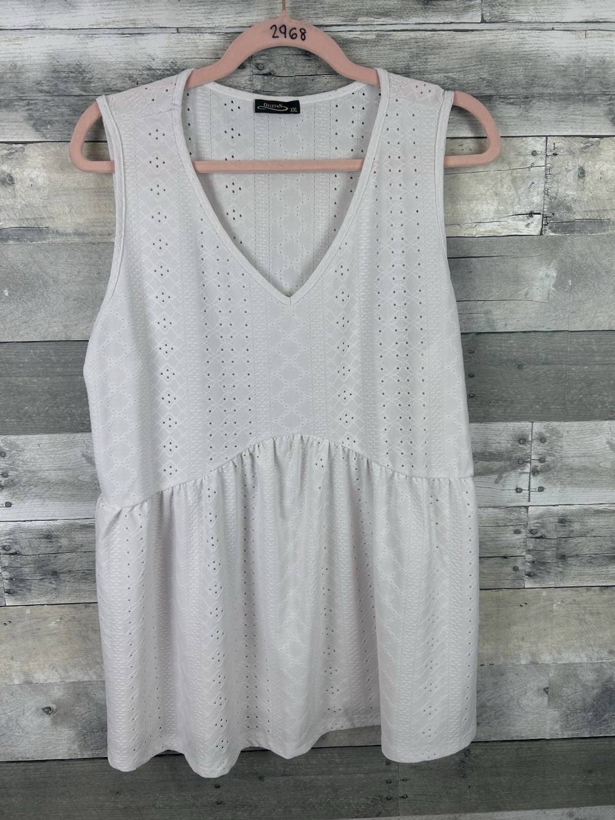 Ofeefan Women’s White XXL Sleeveless V Neck Blouse
