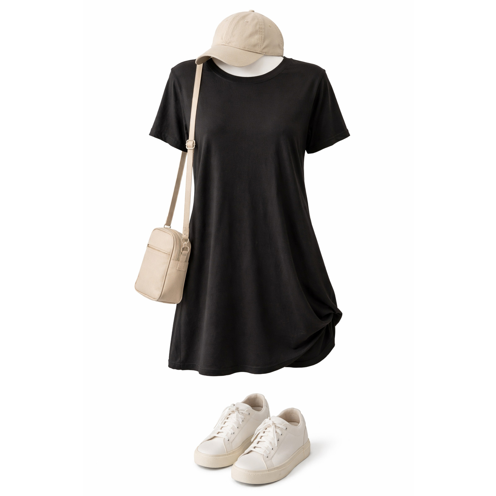 Zenana Premium Black Swing Tunic Dress Capsule Soft Minimalist Casual Size Large