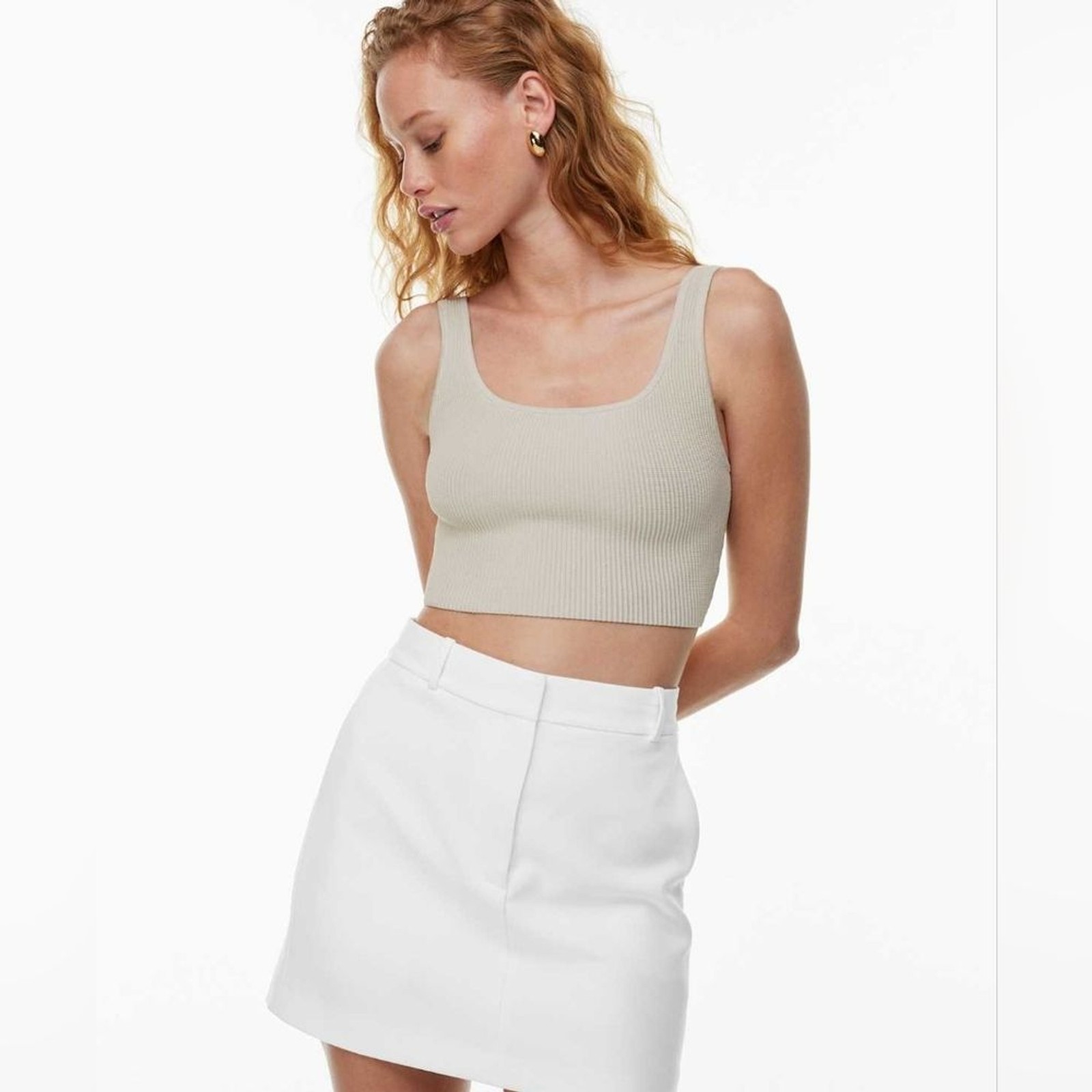 Artizia Babaton Sculpt Knit Squareneck Cropped Tank