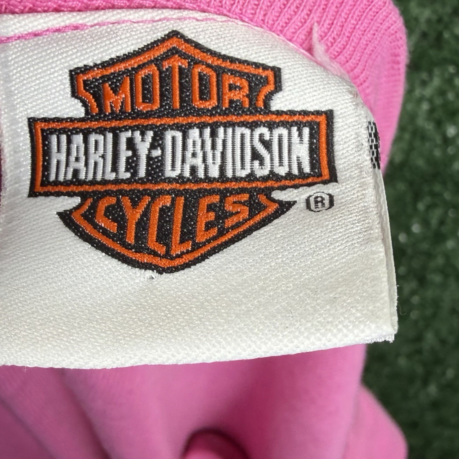 Harley Davidson Women’s Medium Short Sleeve T-Shirt Rhinestones Logo Pink Biker