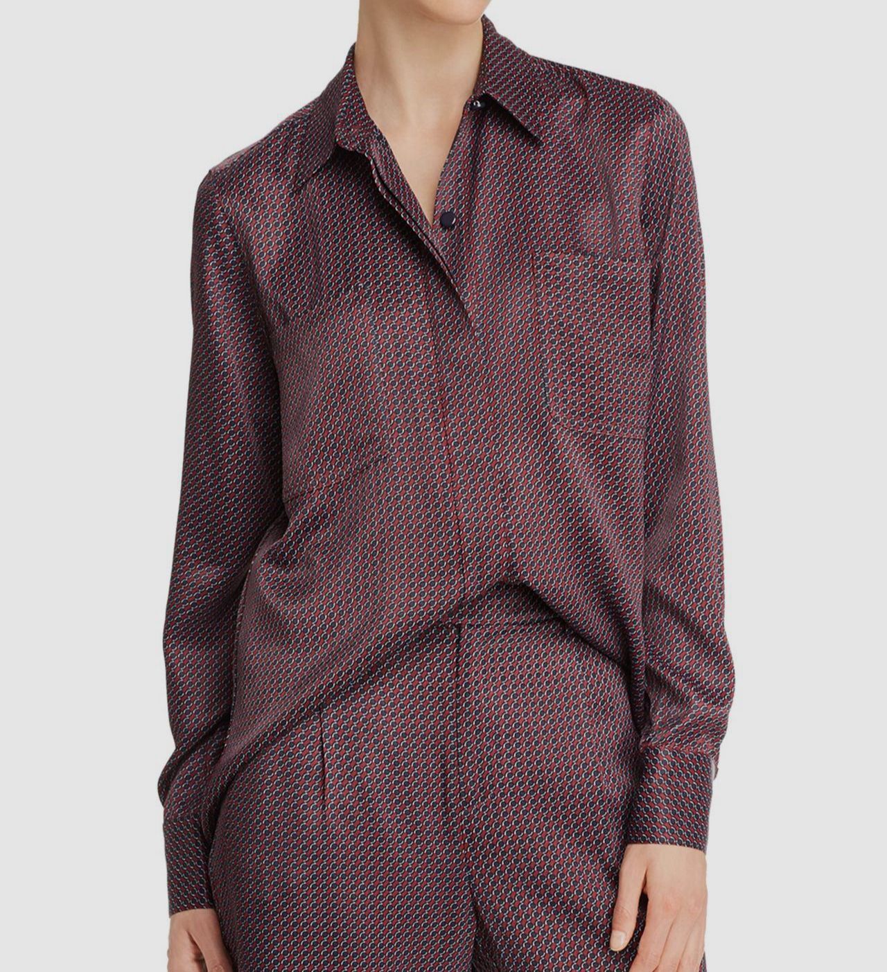 $595 Equipment Femme Women Red Black Long-Sleeve Button Blouse Shirt Top Size M