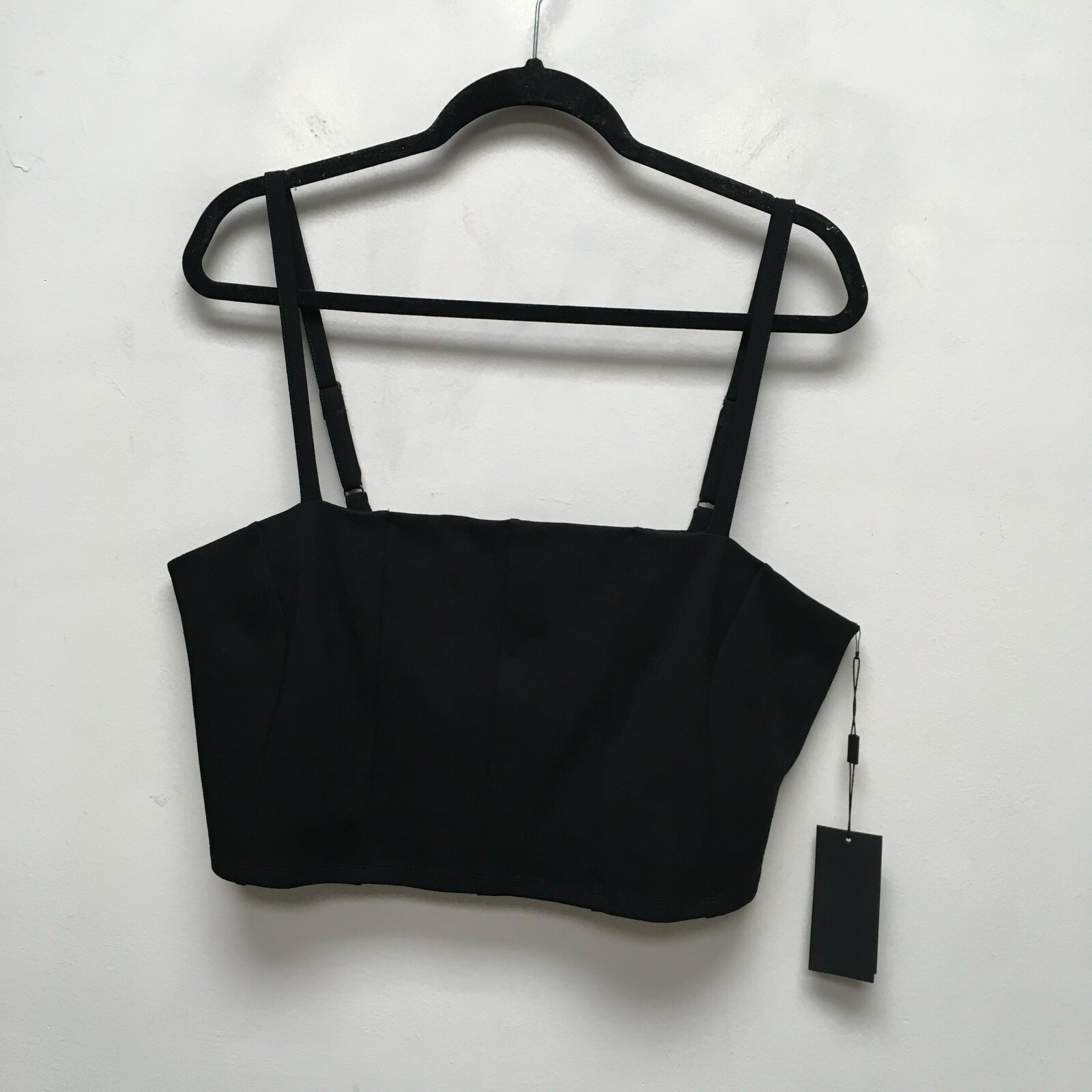 11 Honore Womens Black Solid Adjustable Strap Lined Mesh Nylon Cropped Top 2
