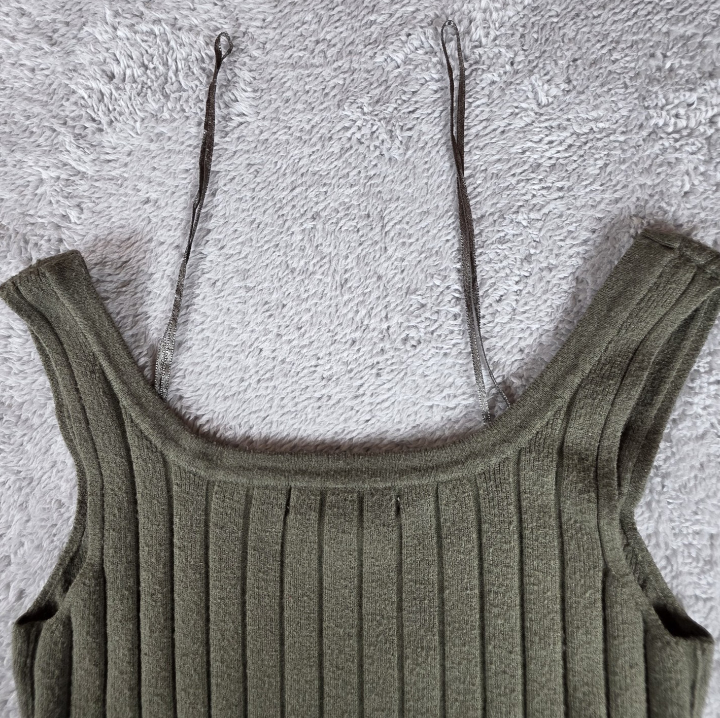 Sincerely Jules XS Ribbed Knit Tank Top Olive Green Crop Petite Friendly Slim