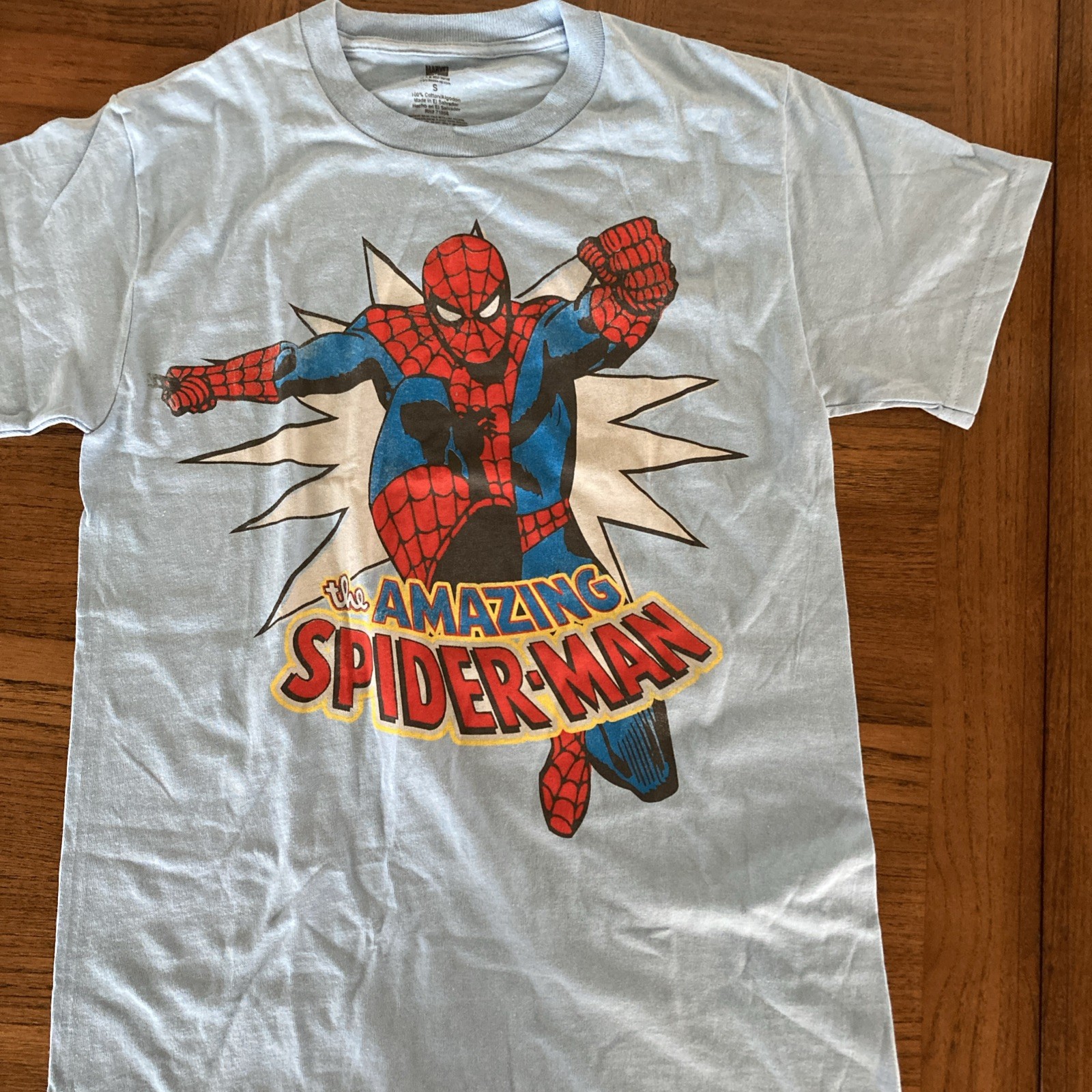 Marvel Comics NWOT Blue Spider-Man short sleeve Tee shirt Size S