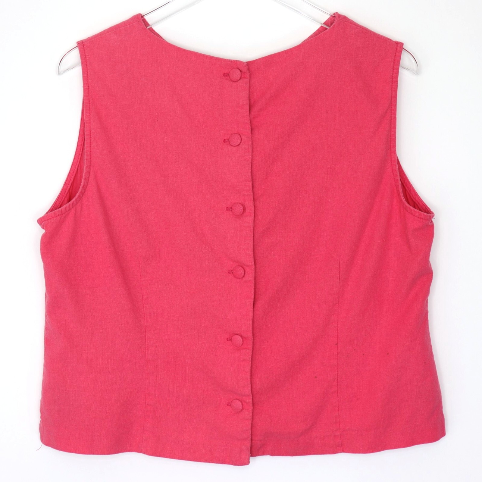 Basic Editions Pink Sleeveless Back Button Top Size 18 Embroidered Dragonfly