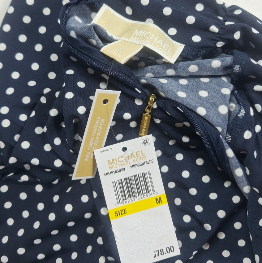 Michael Kors M Women’s Midnight Blue / White Polka Dot Blouse NWT