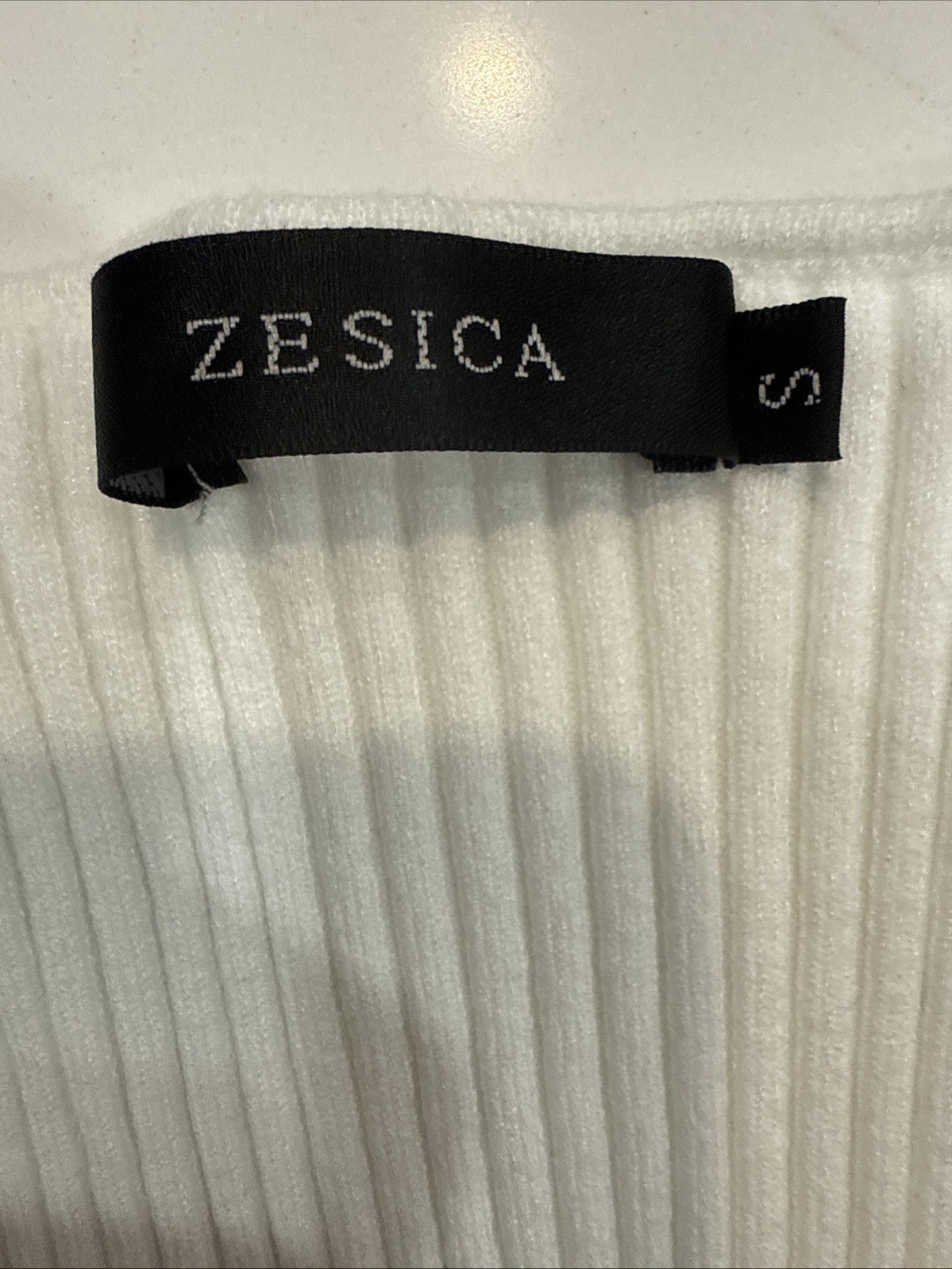 Zesica Cream Ribbed Knit Top Square Neck S Basic Stretch Beige Ivory Bodycon