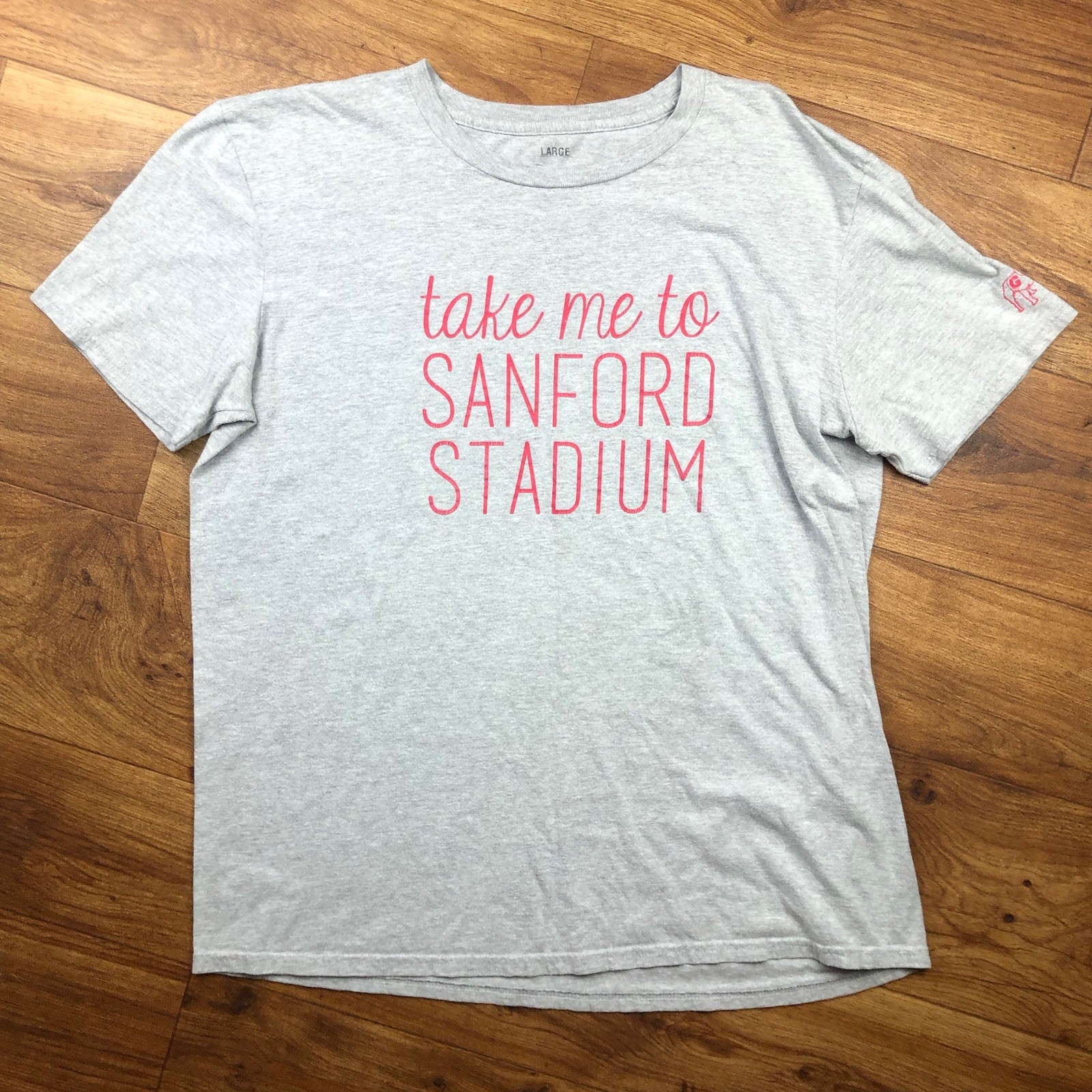 Pressbox Women Sz L Gray T Shirt Red Font Take Me To Sanford Stadium *Read