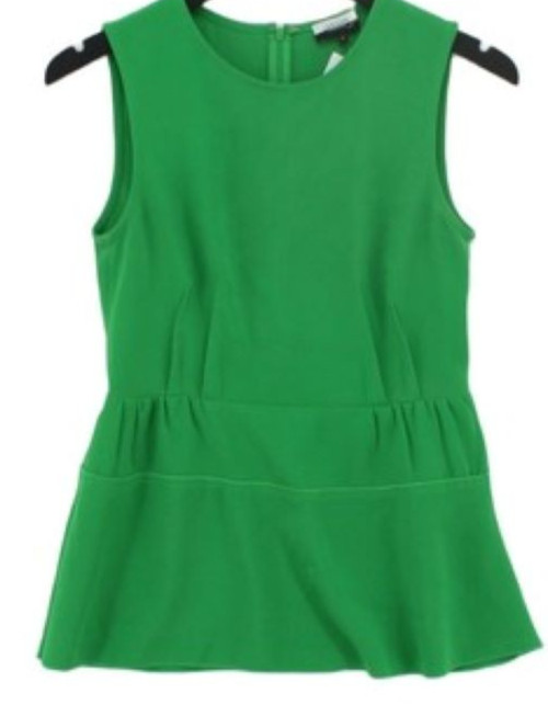 Jaeger London Peplum Crepe Blouse bright green sleeveless top Size 8 vgc