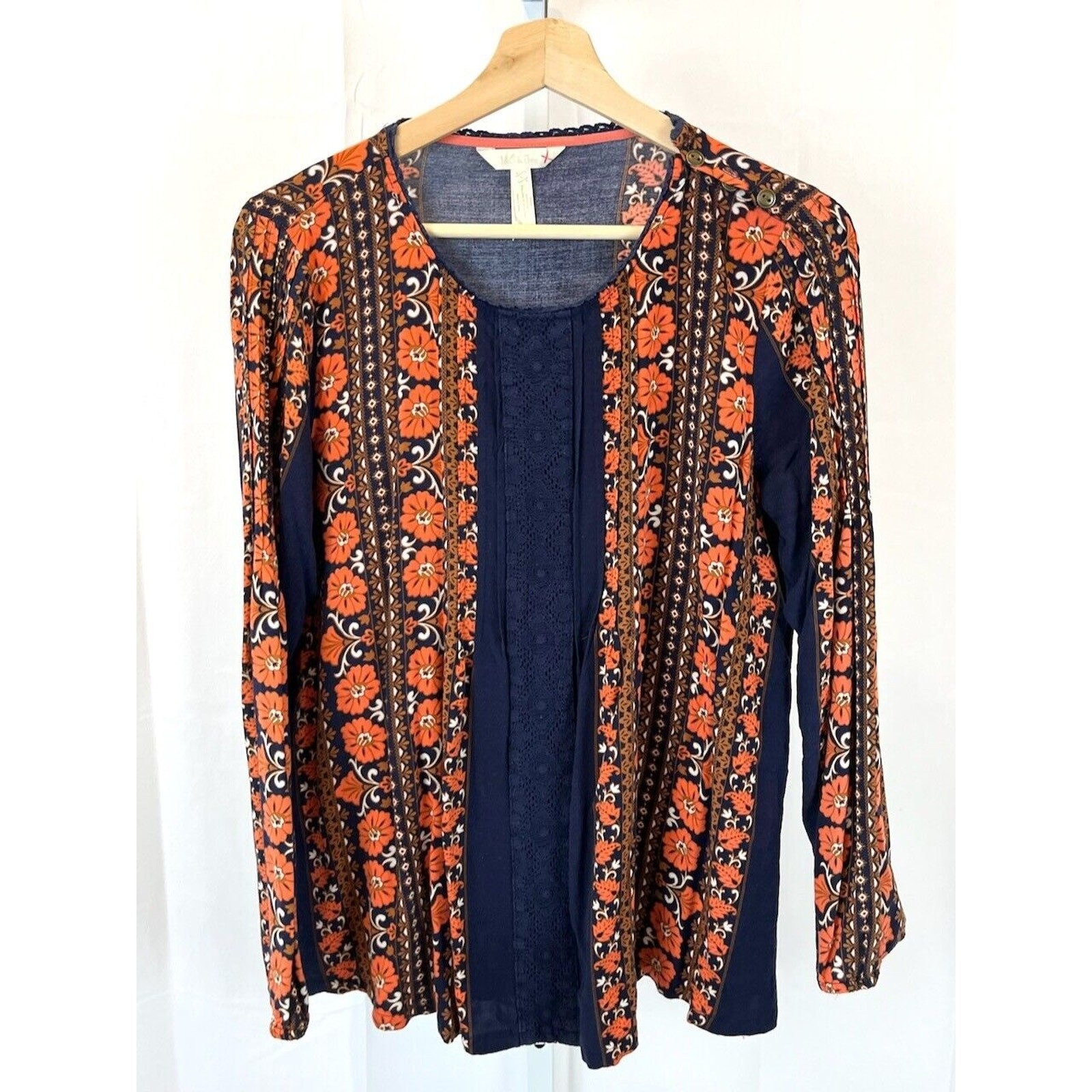 MATILDA JANE L Floret Top Floral Print Blouse Shirt Once Upon A Time Orange Blue