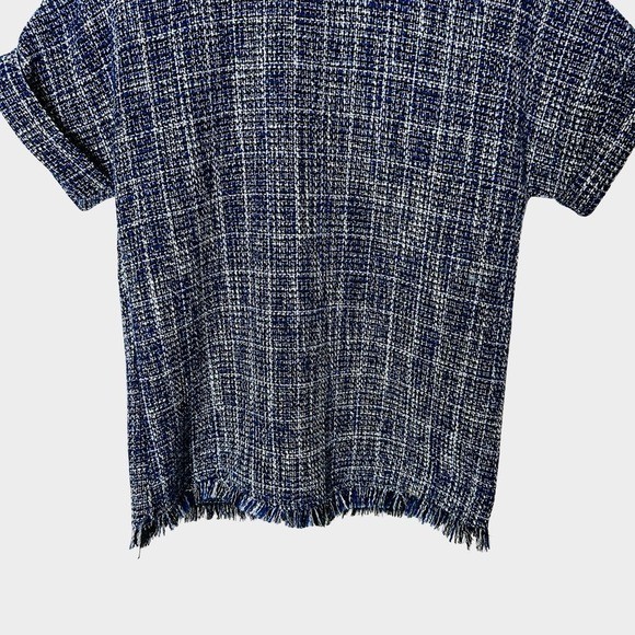 Jade Melody Tam Tweed Fringe Top Navy White XS French Parisian Old Money Preppy