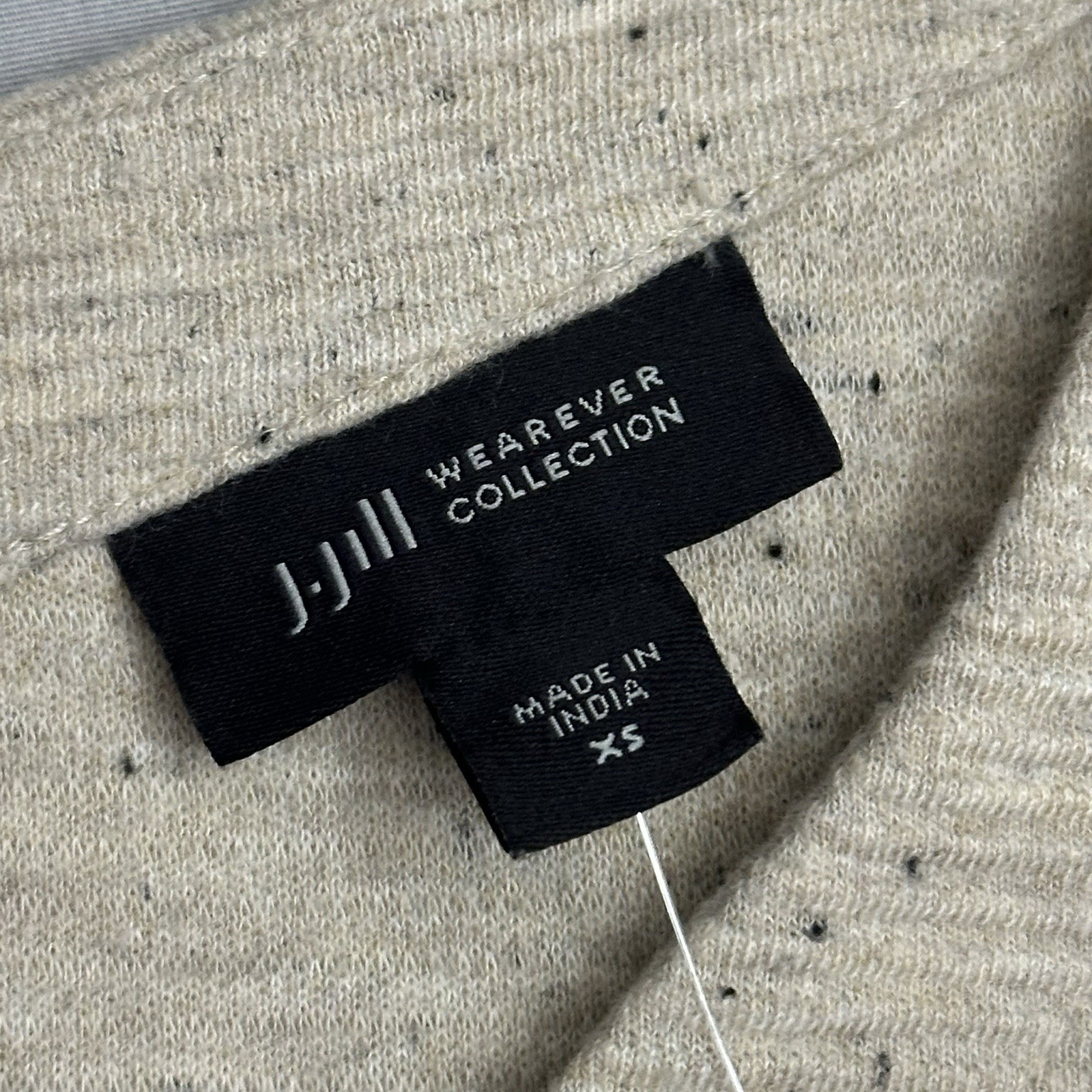 J Jill Top Womens XS Beige Speckled VNeck Pullover Poly Cotton Knit Sweater Tan