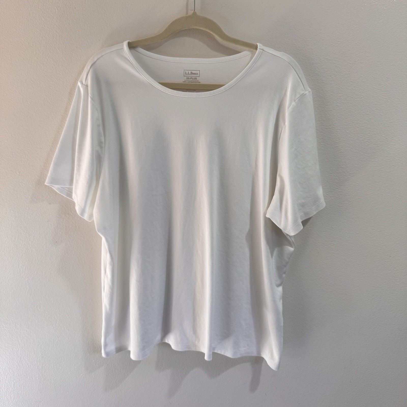 L.L. Bean T-shirt 3X White 100% Supima Cotton Scoop Neck Layer Basic