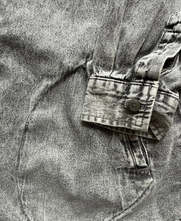 Joan Rivers Regular Vintage Washed Denim Shirt W/Pockets, Grey Wash XS A606113