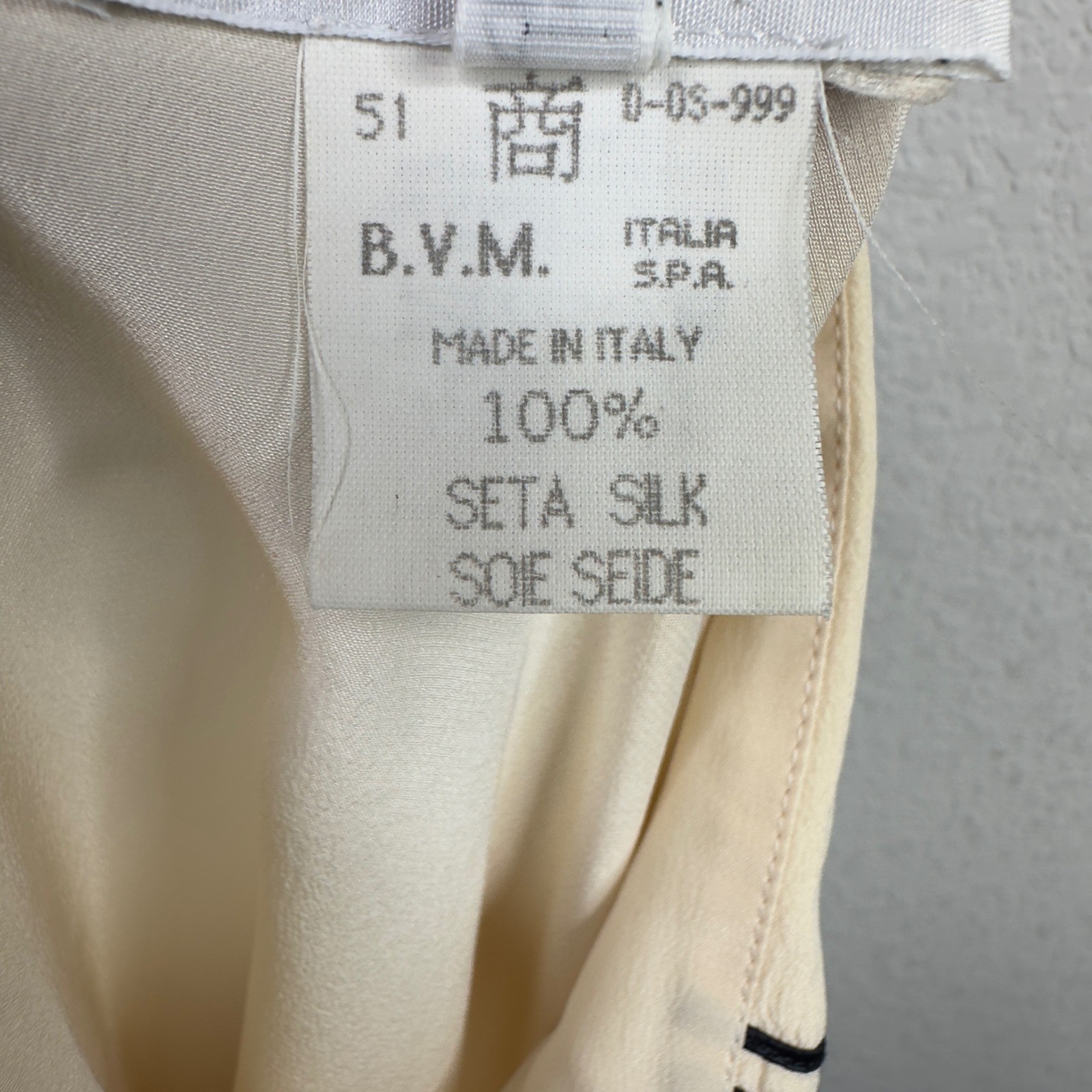 VTG Les Copains Shirt Women IT42/6 Cream Silk Embroidered Old Money Italy Luxury