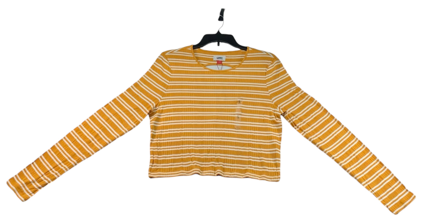Tommy Jeans Cropped Top Womens Size Large Yellow White Striped Back Cutout New