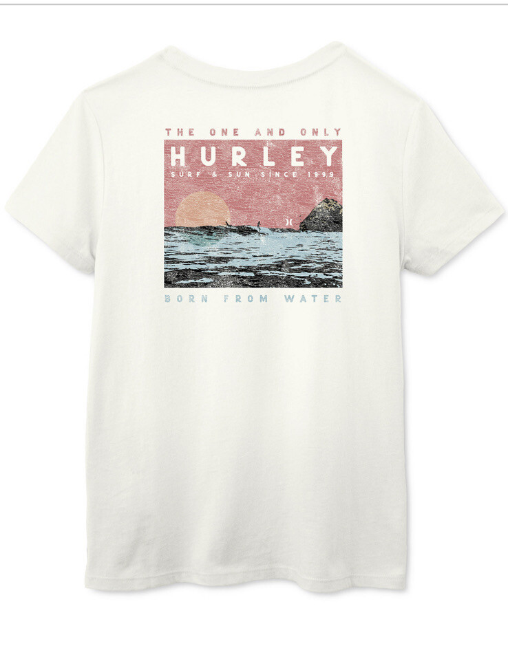 New LARGE HURLEY Women’s Breezy Graphic Print Crew T-shirt