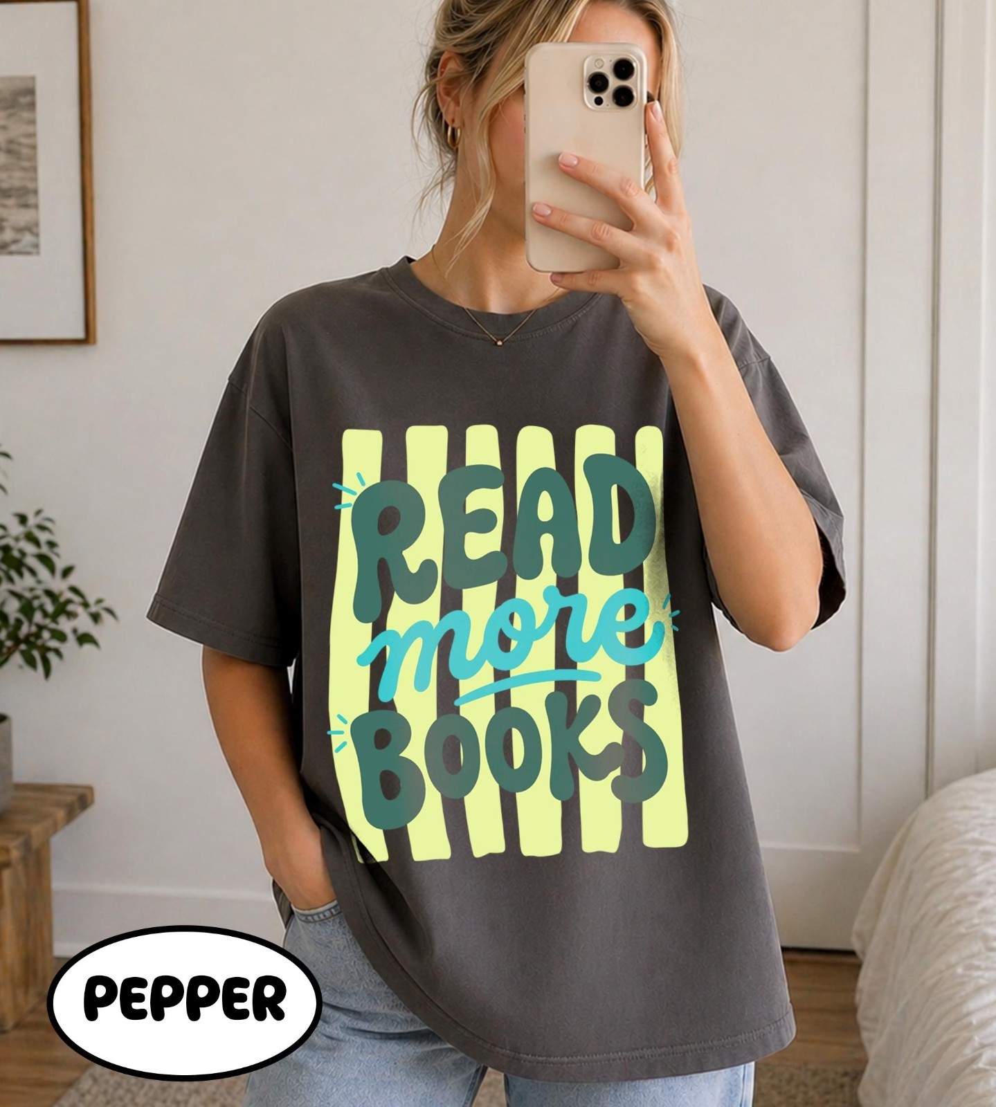 Read More Books T-Shirt, Book Lover Graphic Tee, Trendy Striped Bookish Shirt