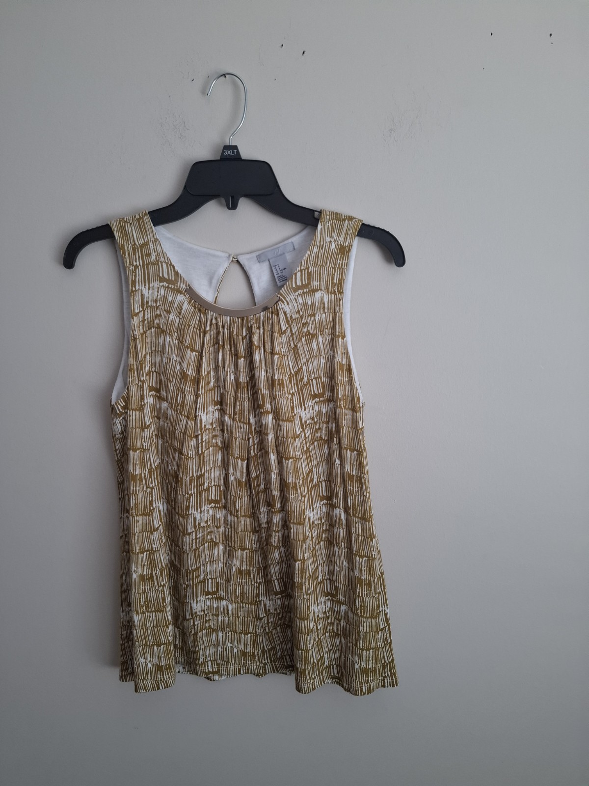 H&M Women’s S Brown & White Abstract Round Neck Sleeveless Tank Button Metallic