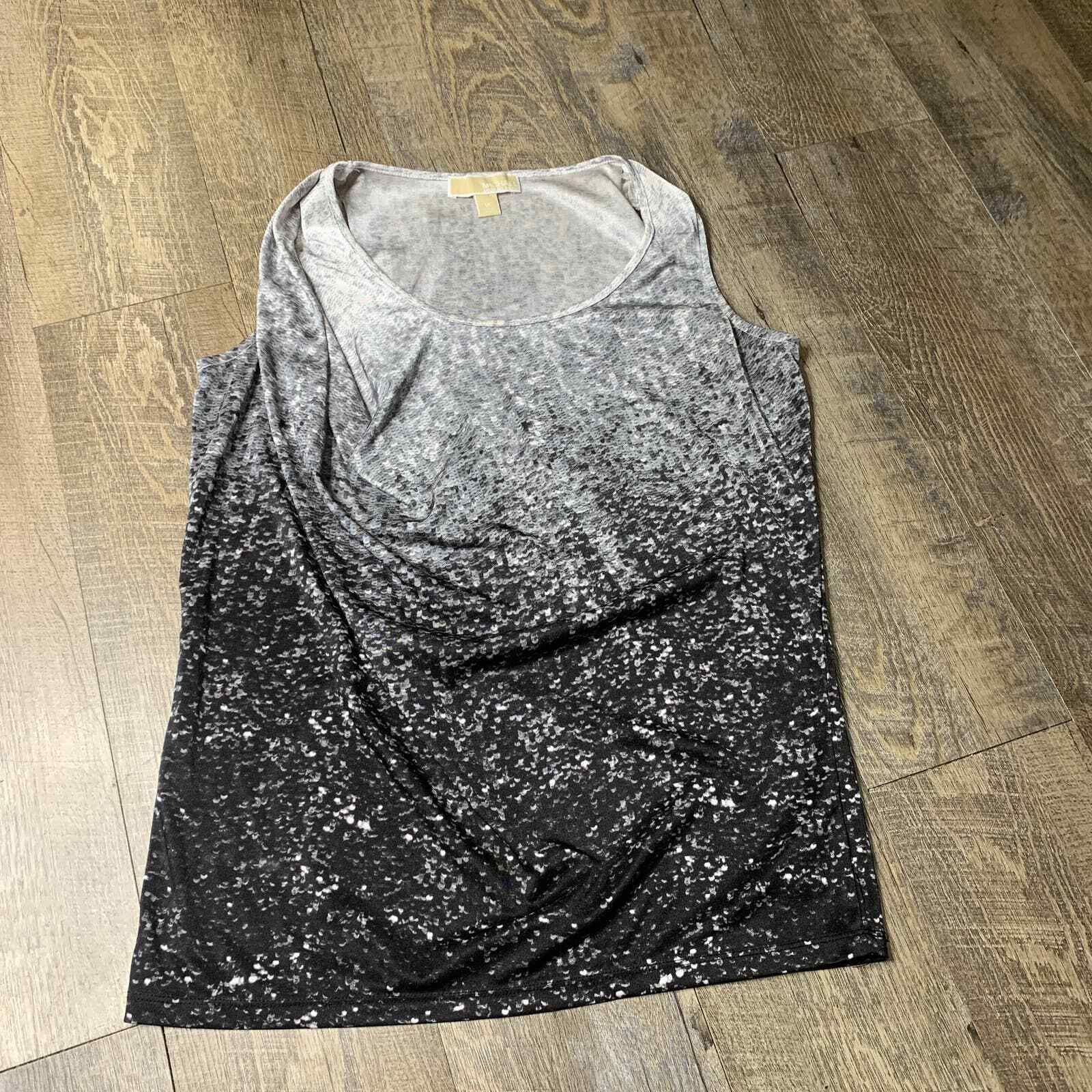 MICHAEL Michael Kors Top Womens Size Medium Black Gray Ombre Sleeveless Holiday
