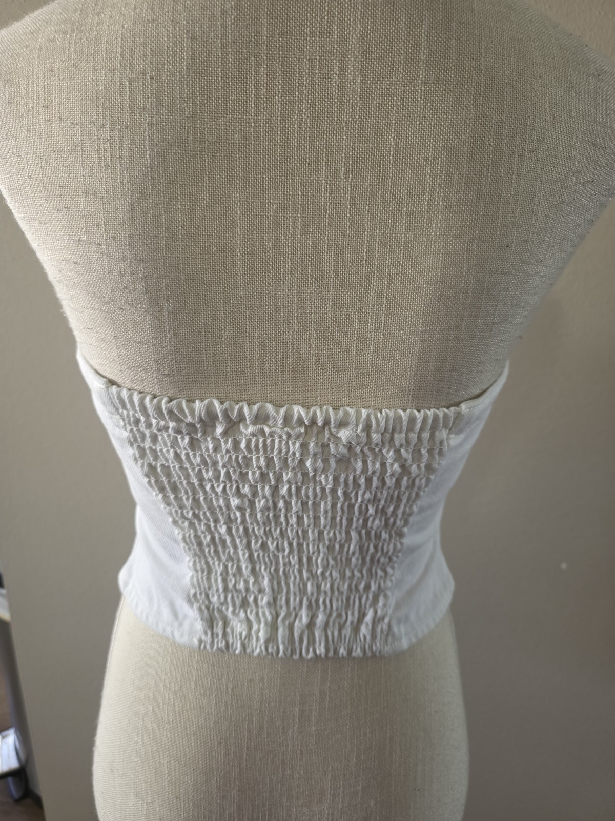 Future Collective with Jenee Naylor White Button Front Denim Corset Top XXS