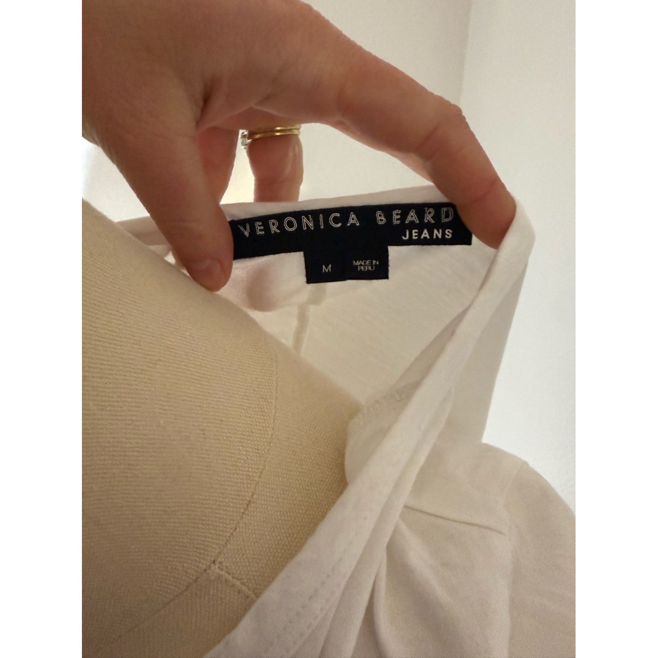Veronica Beard White Short Sleeve Crew Tee with Side Ties 100% Pima Cotton – M