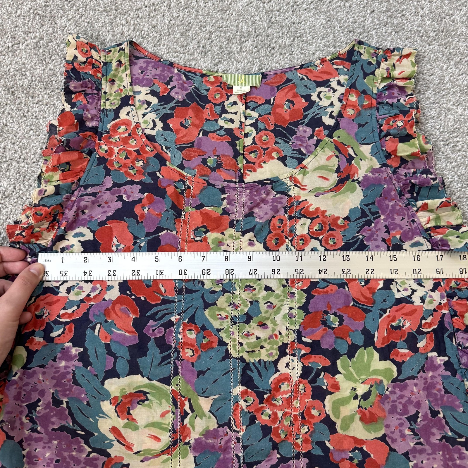 Blouse Womens 8 Multicolor Floral Scoop Neck Sleeveless Ruffle Tunic Top Summer