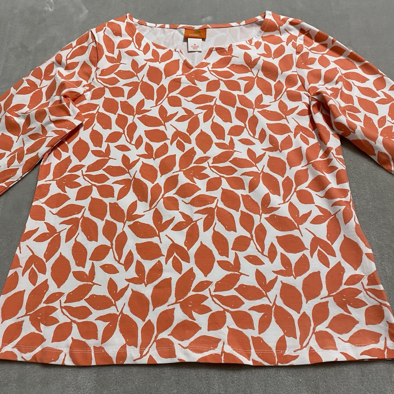 Hearts Of Palm Blouse Medium Coral Leaf Essential Top Casual Travel Beach