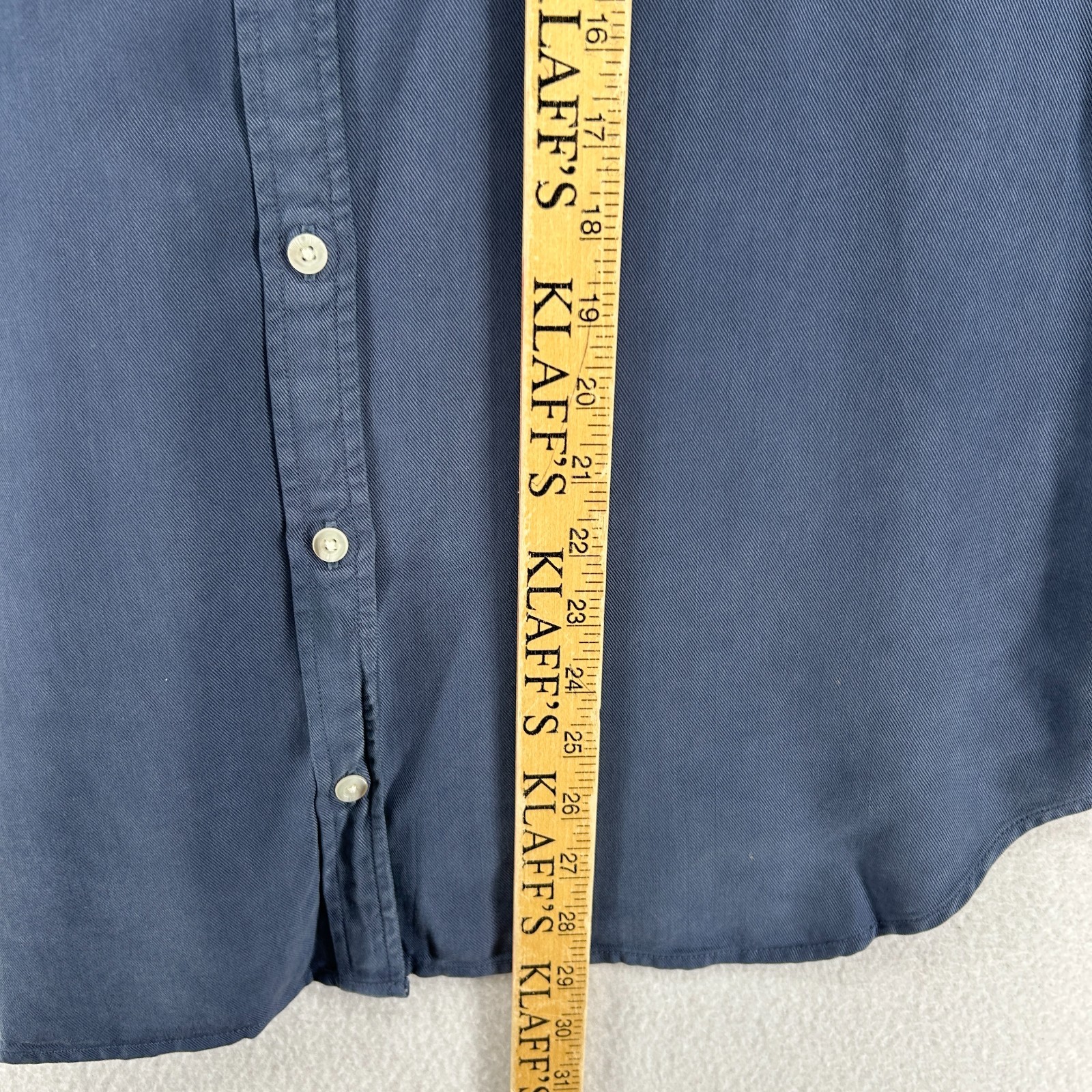 LL BEAN Top Womens LP Petite Soft Washed Utility Twill Button Up Roll Tab Blue