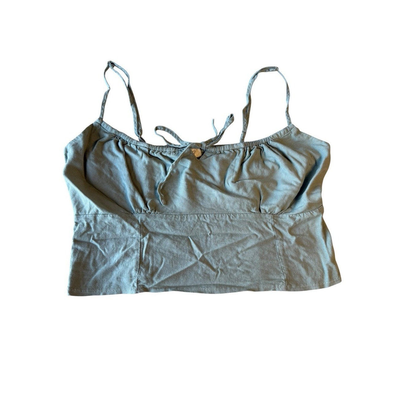 Light Blue Spaghetti-Strap Tank with Front Tie Accent