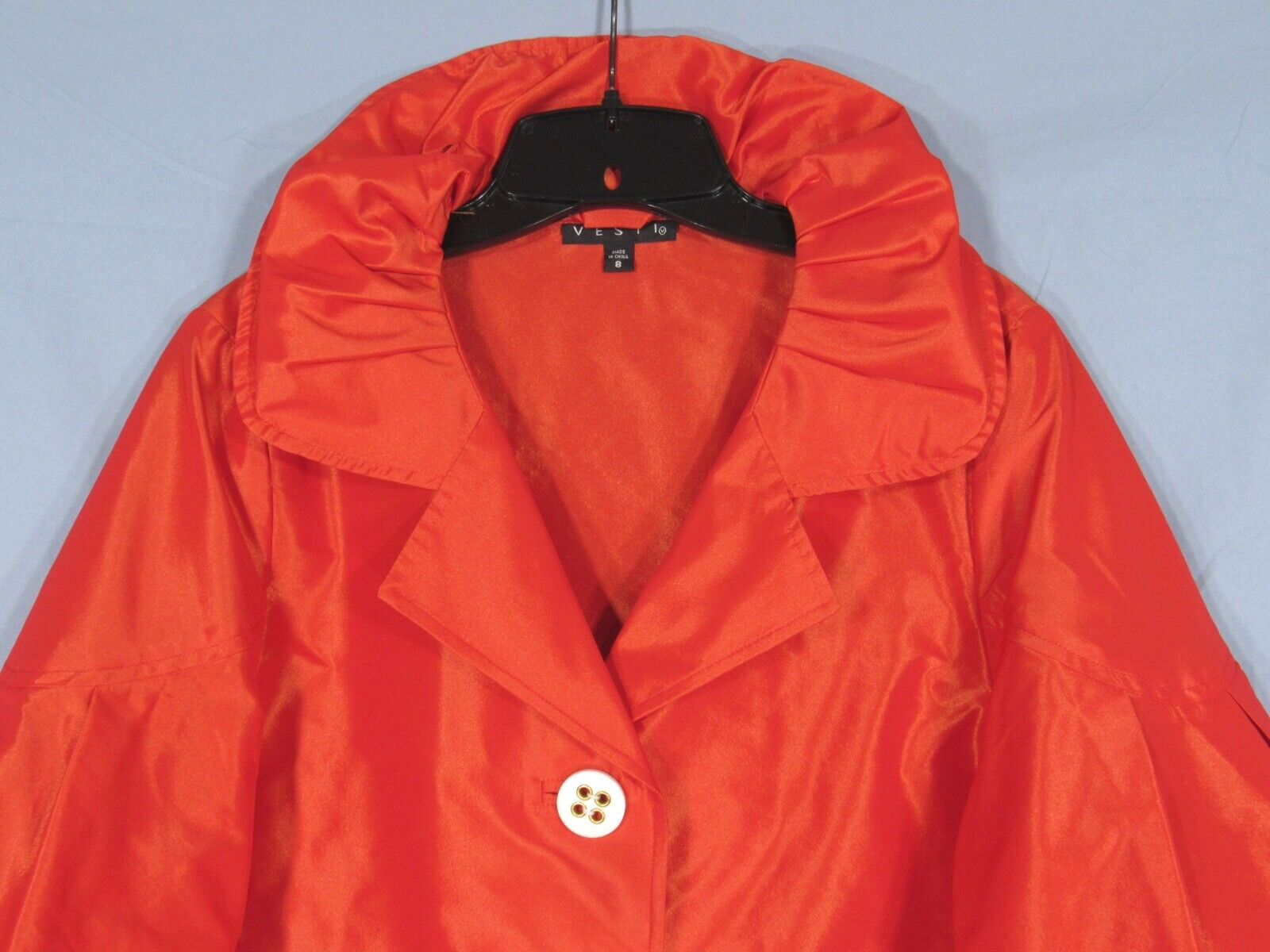 VESTI Orange TAFFETA Ruffled Collar BELL SLEEVE Button FORMAL PARTY Jacket Top 8