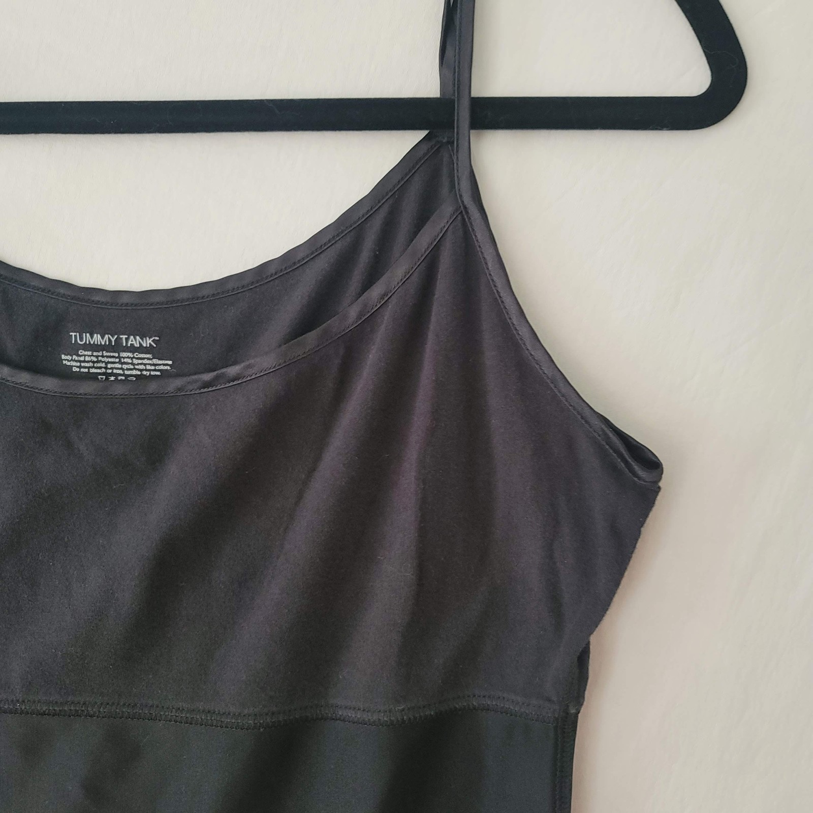 Tummy Tank Top Womens XL Black Camisole Adjustable Straps Shapewear Layering
