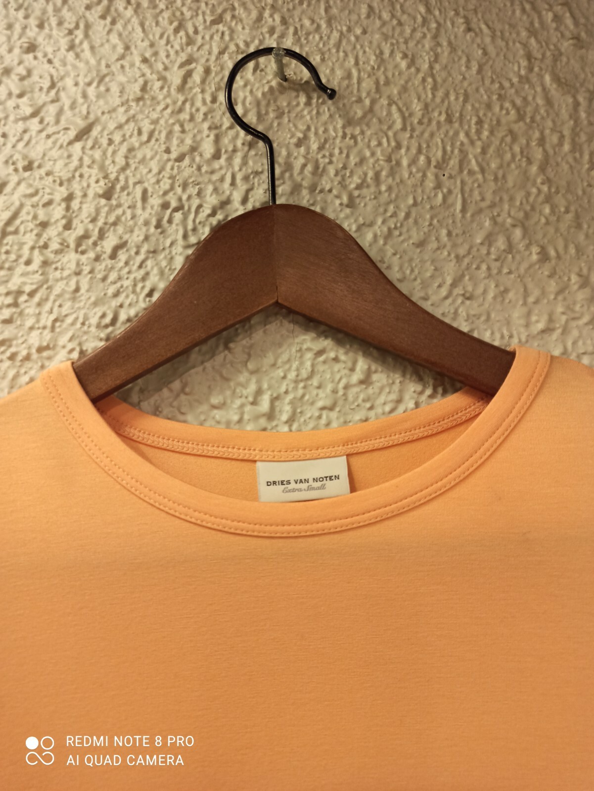 DRIES VAN NOTEN O-NECK LONG SLEEVE FITTED TOP PEACH size EXTRA SMALL NEW !!