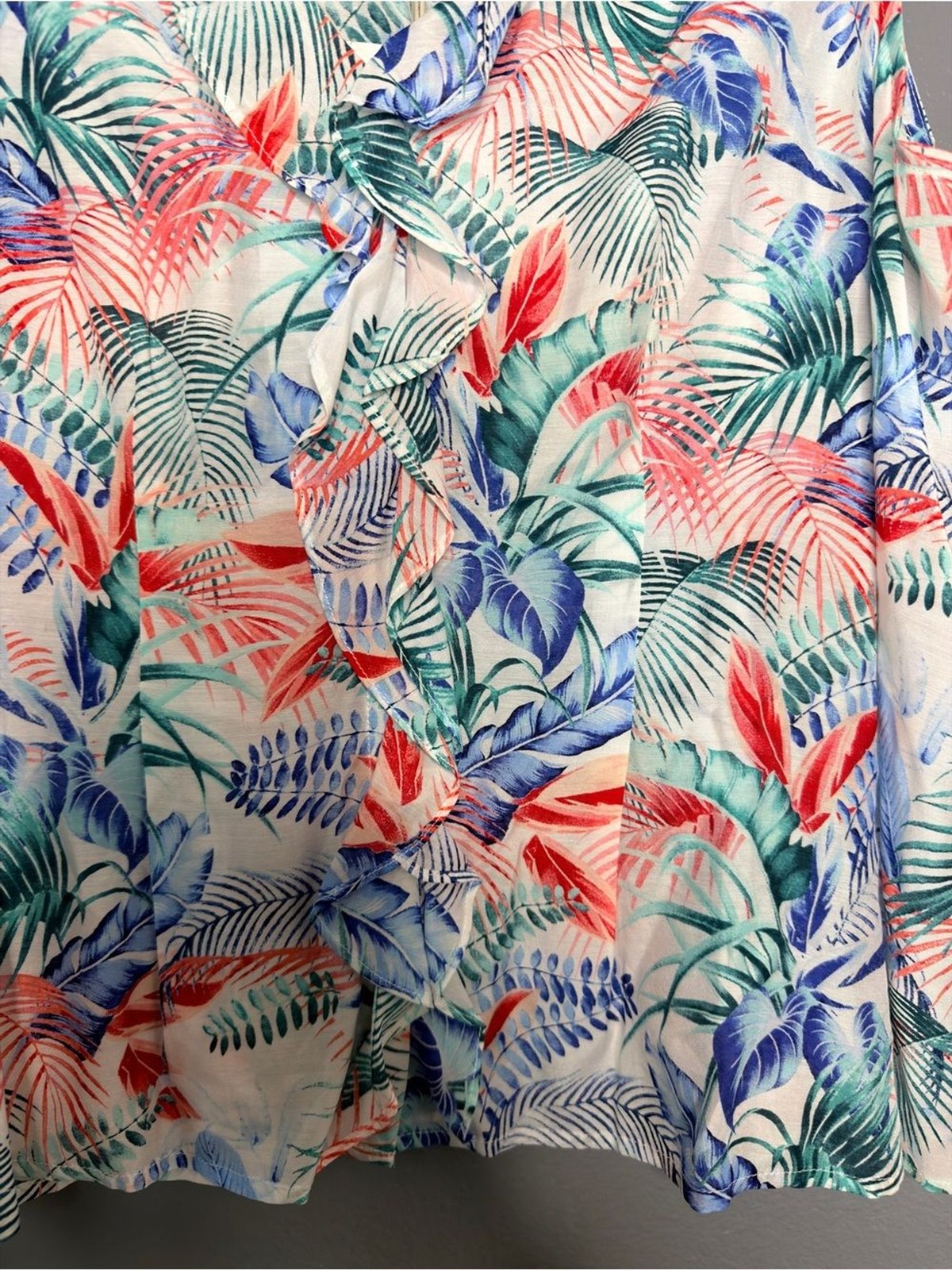 NWT Tommy Bahama Silk blend Tropical Vacation Resort Leaf Ruffle Top Large