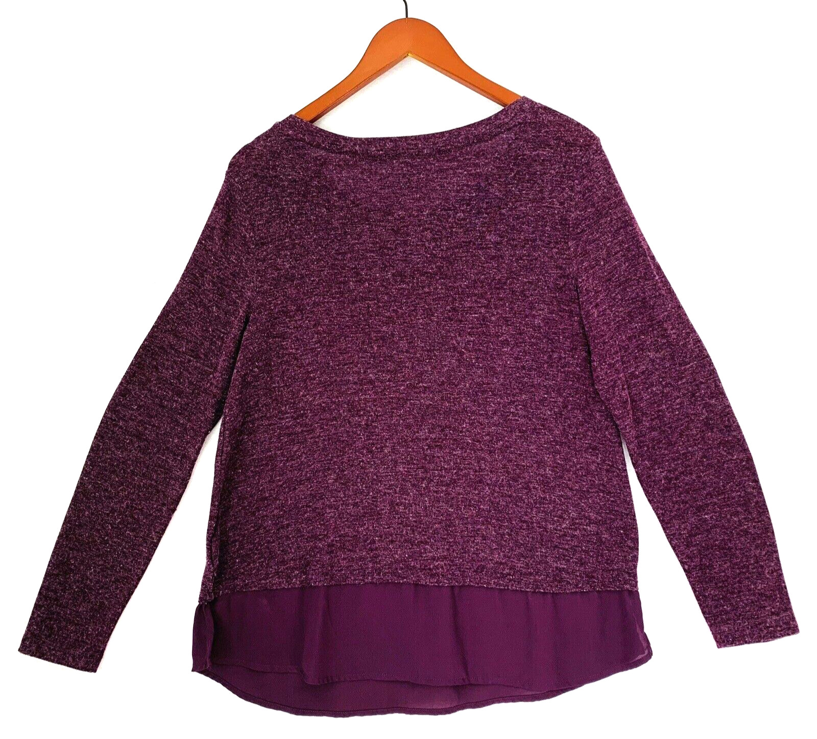 Old Navy Tunic Women S Heathered Maroon Layered Sheer Crew Casual Pullover Comfy