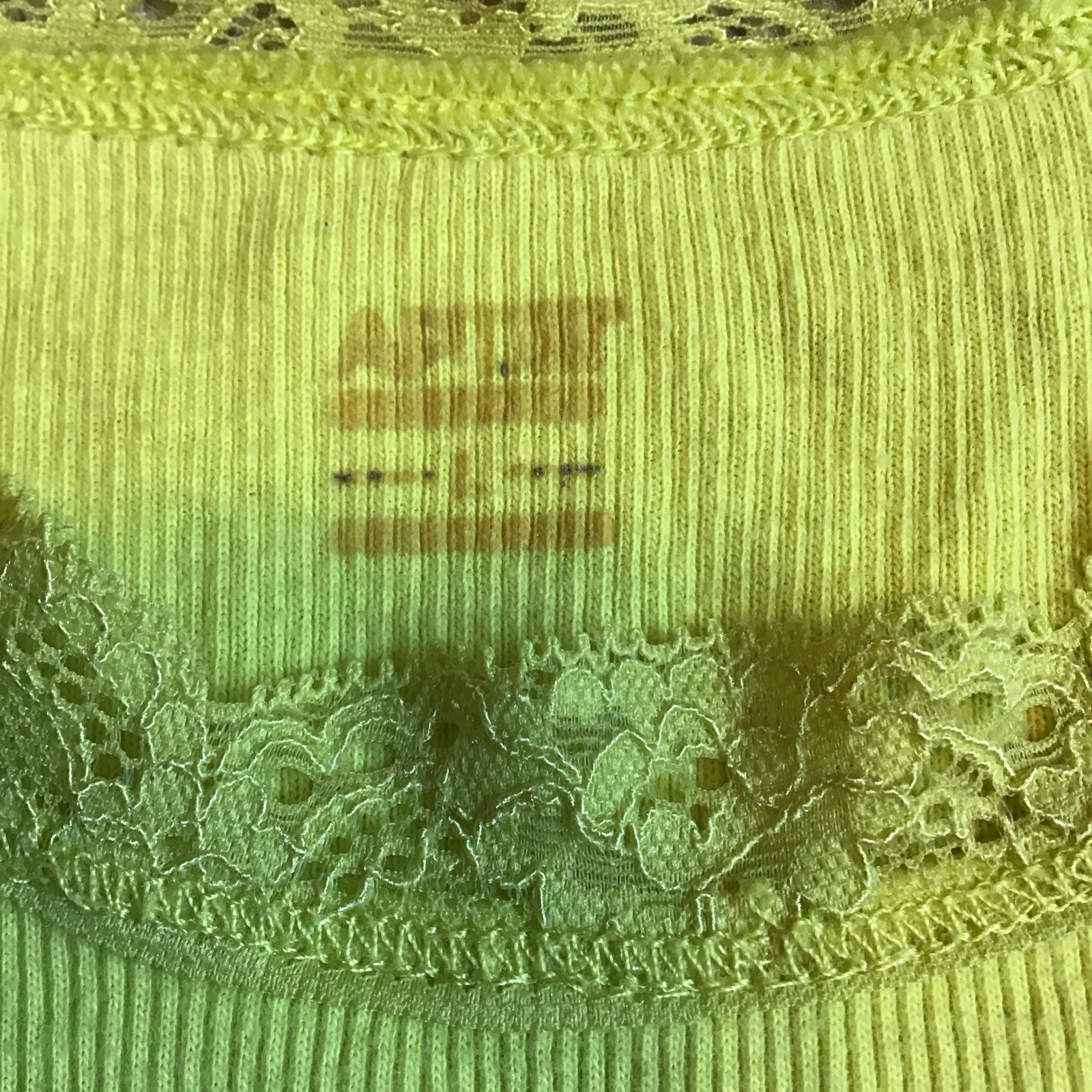 Apt. 9 Womens Y2K Lace Trim Ribbed Fitted Tank Top Size Large Yellow Neon Green
