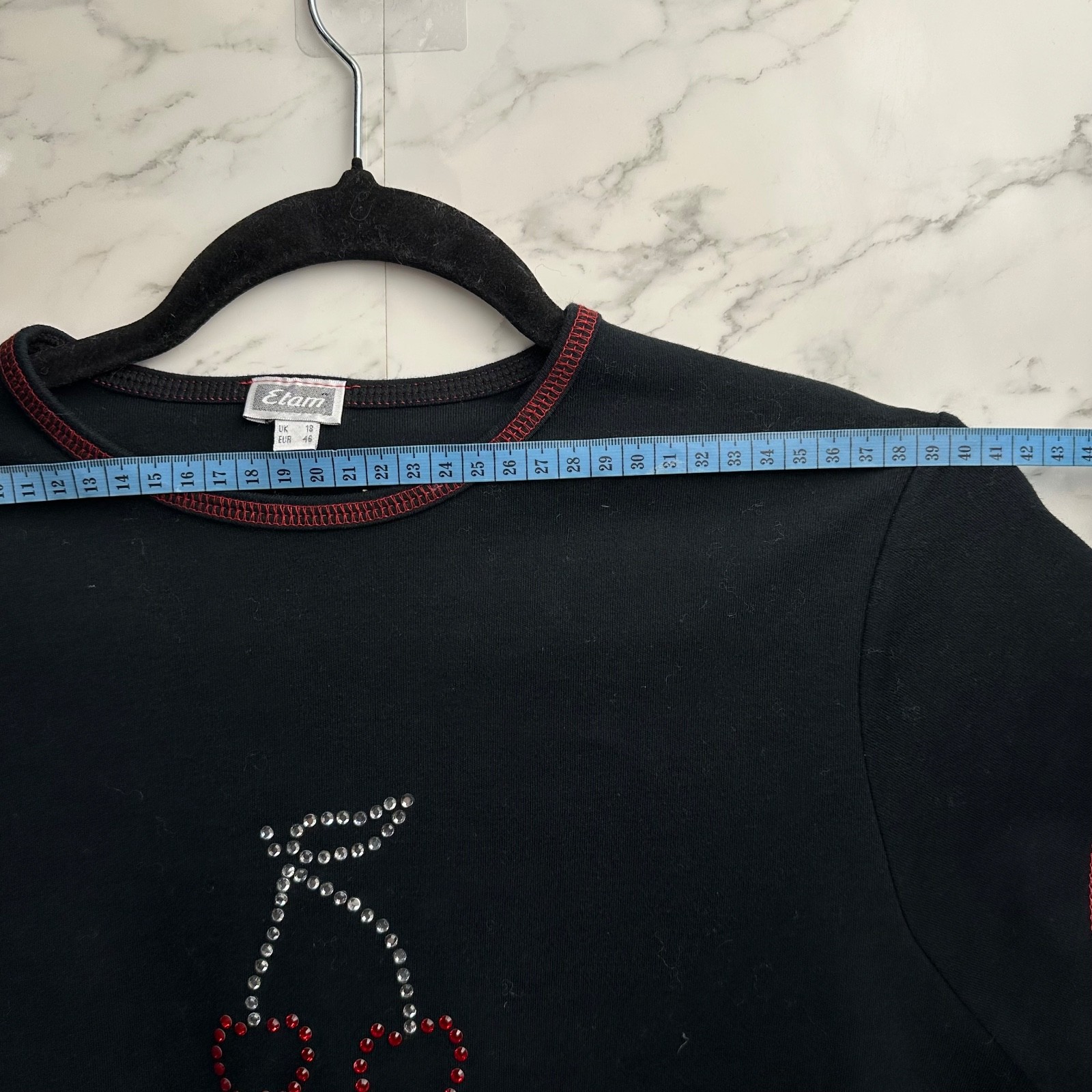 Etam Diamant Cherry Y2K T-shirt Top UK 18 EUR 46 Condition +4/5