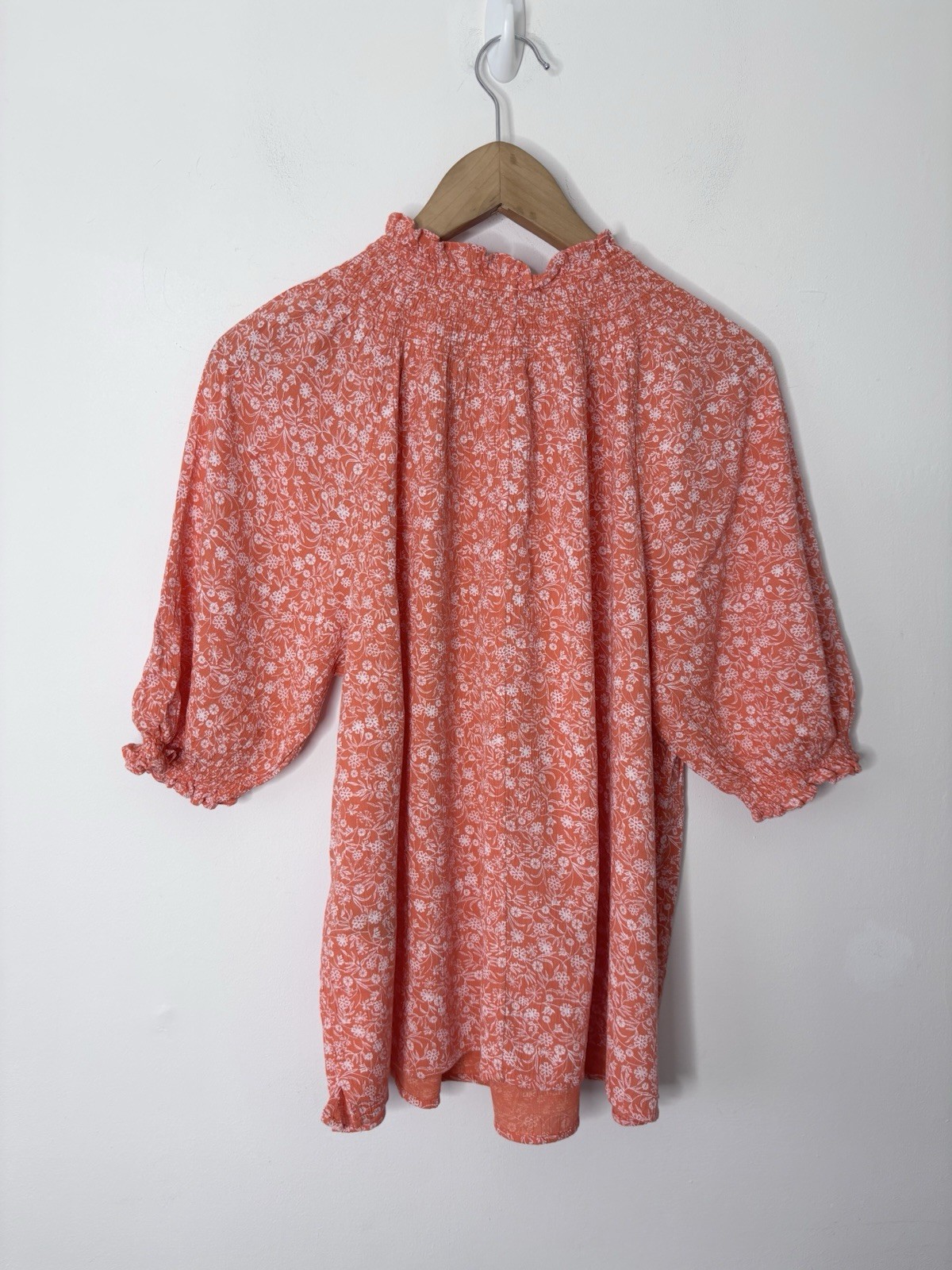 Marks And Spencer Women’s Orange Floral Print Summer Smock Top Size 16