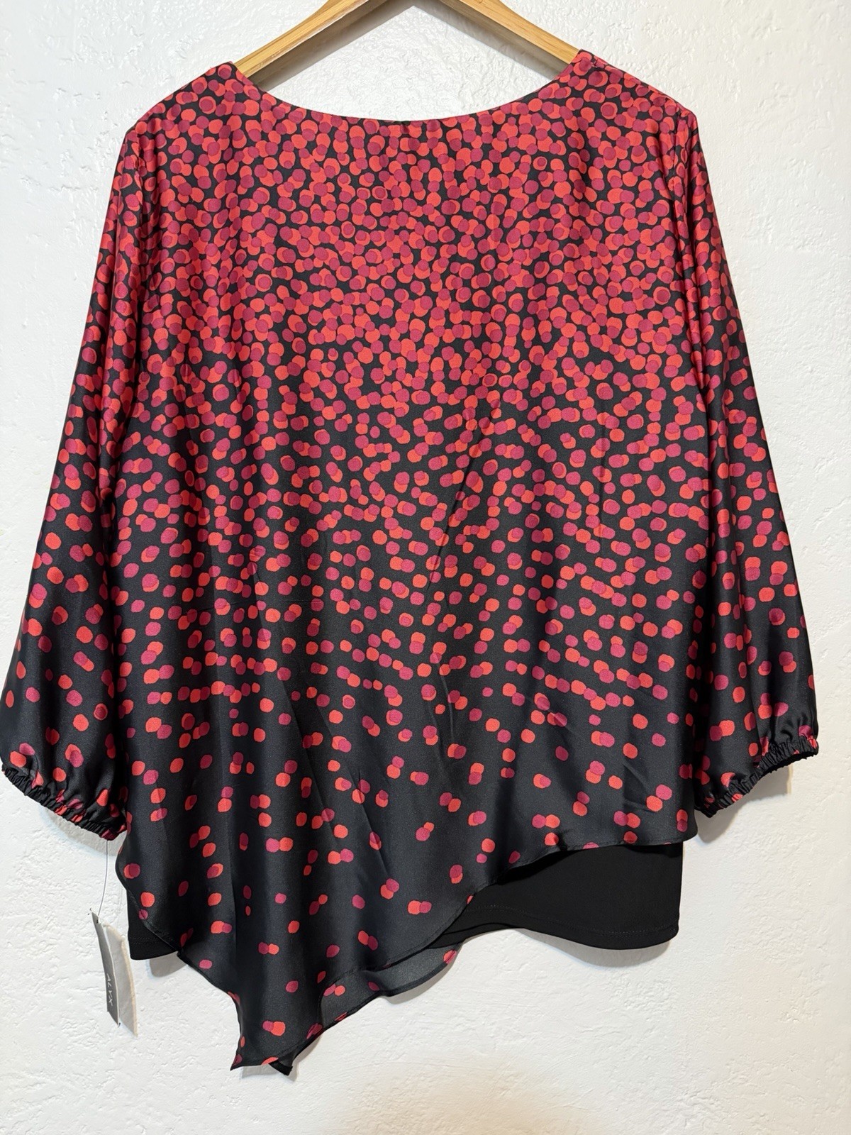 NWT ALYX Asymmetric Red Polka Dot Layered Blouse Chic Abstract Print Top XL Plus