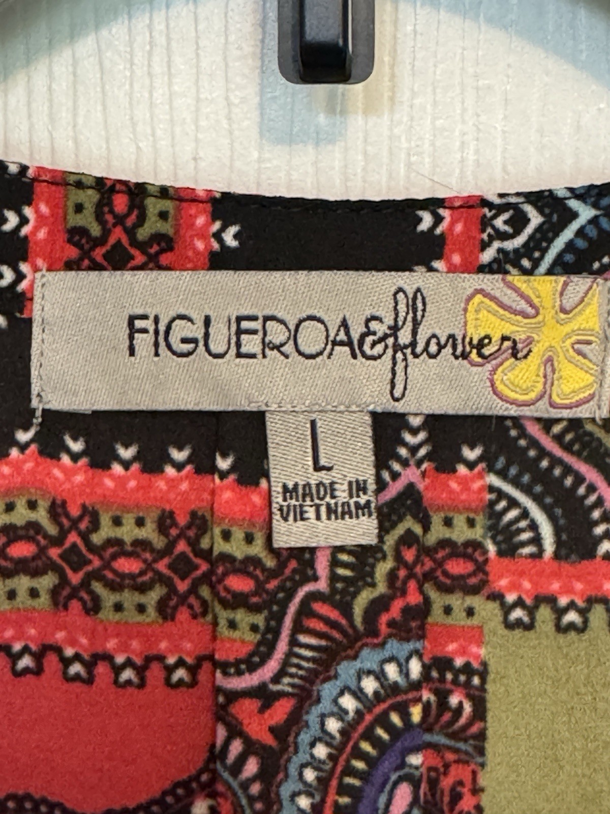 Figueroa & Flower Women’s L Multicolor Paisley V-Neck 3/4 Sleeve Tunic Blouse