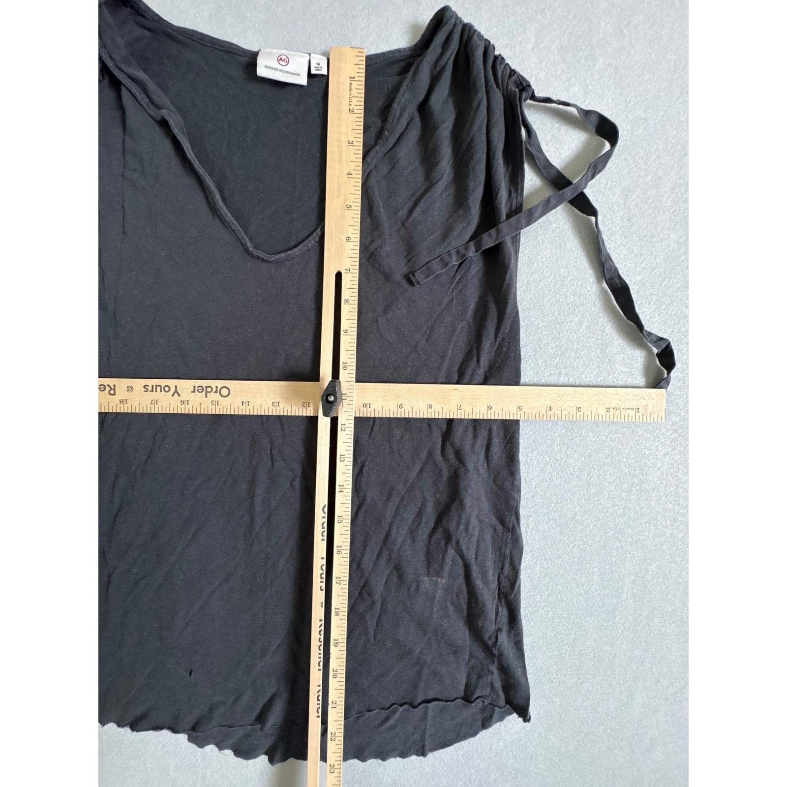 AG Adriano Goldschmied Gray V-Neck Sleeveless Drawstring Shoulder Top Medium