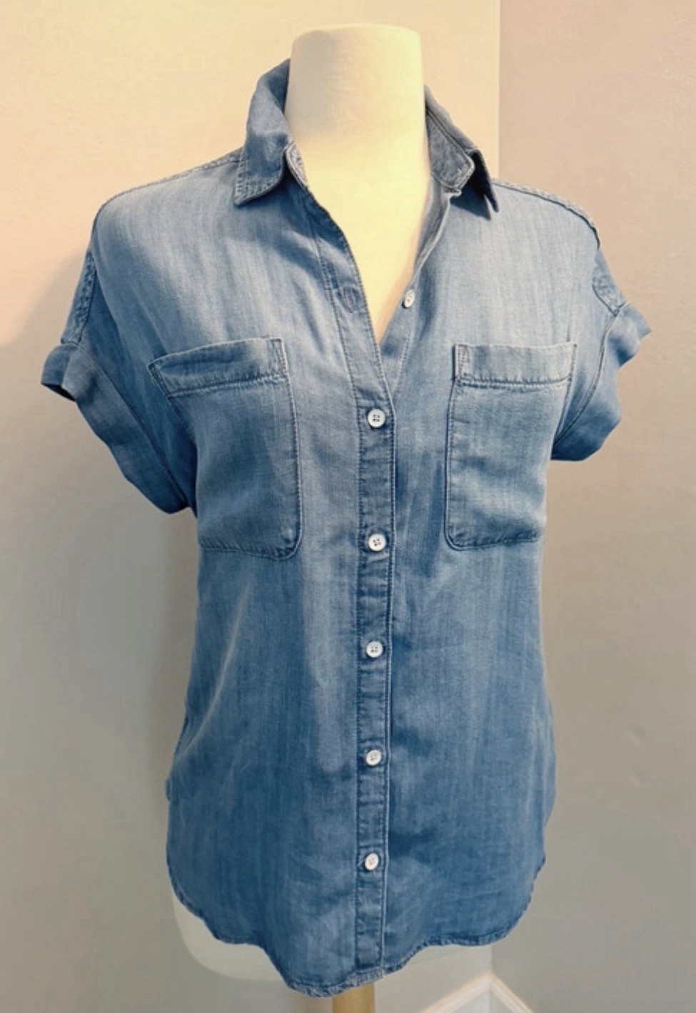 Chambray Button-Front Shirt | Soft Lyocell UtilityTop