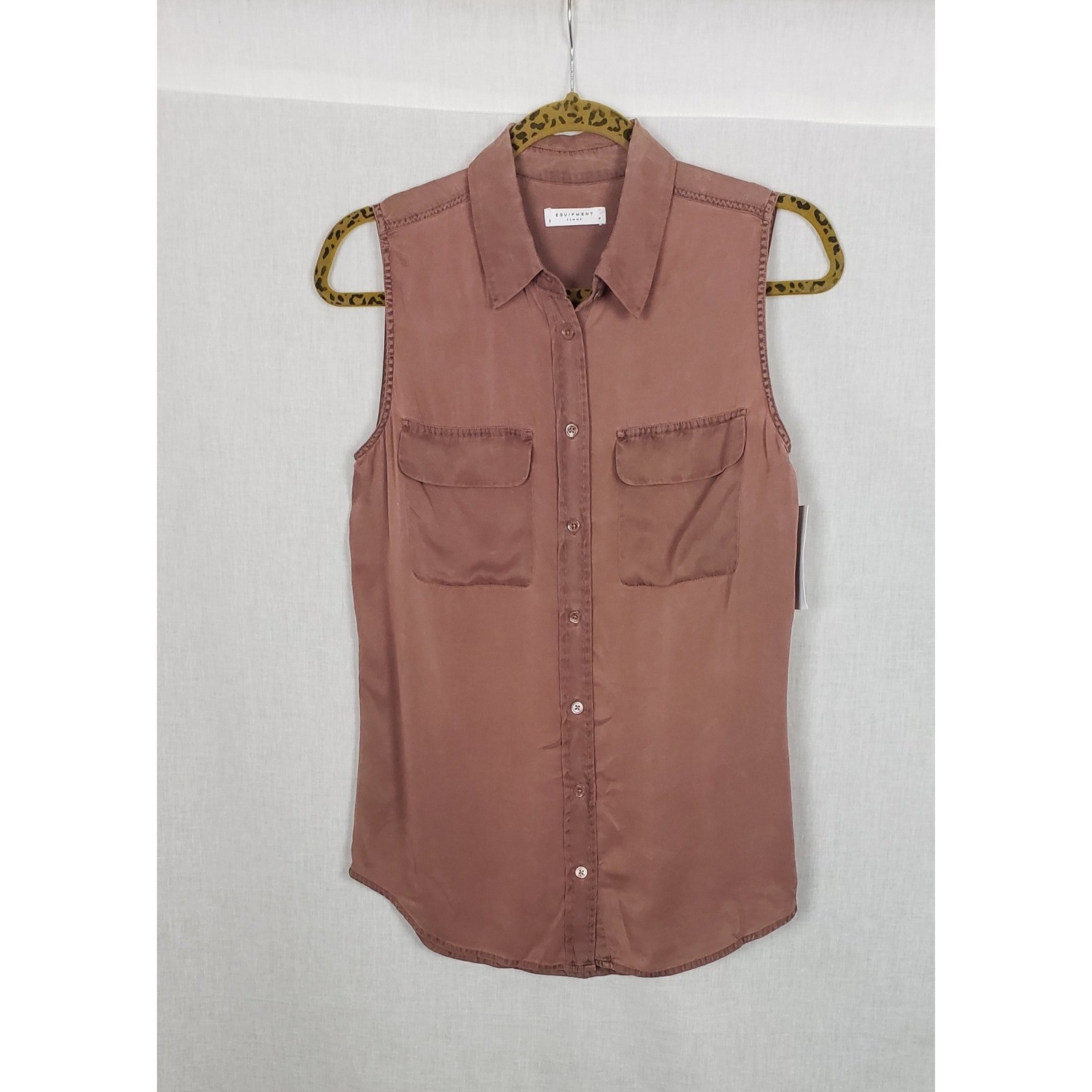Equipment Femme Rosewood Brown S Slim Signature Silk Button Front Blouse Top