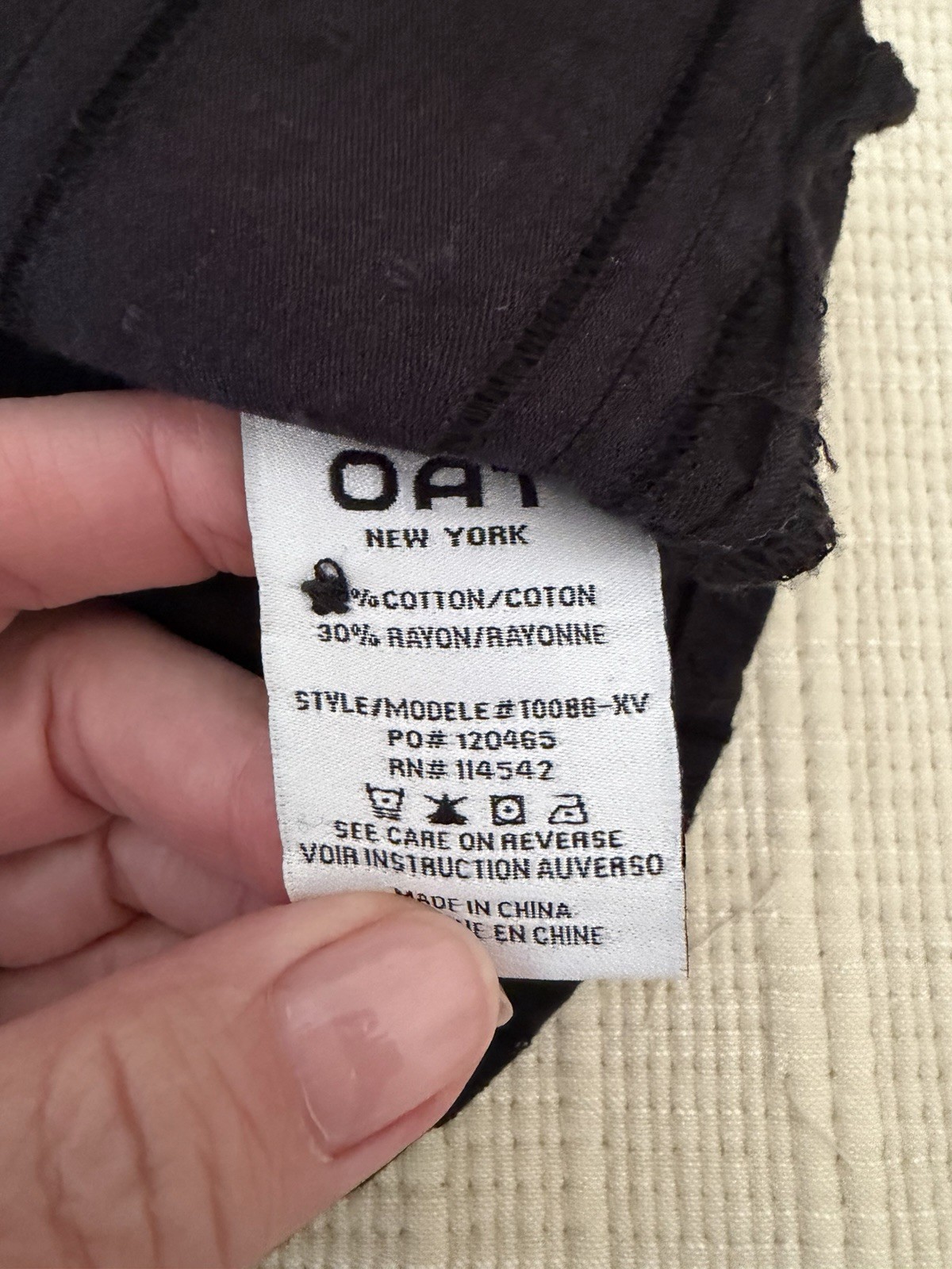 Oat New York Eyelet Black Button Down Short Sleeve Blouse Top Medium